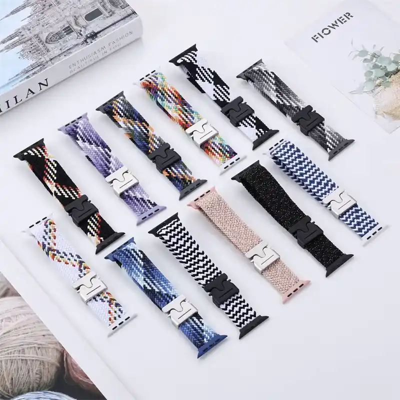 Striped Fabric Nylon Watch Strap