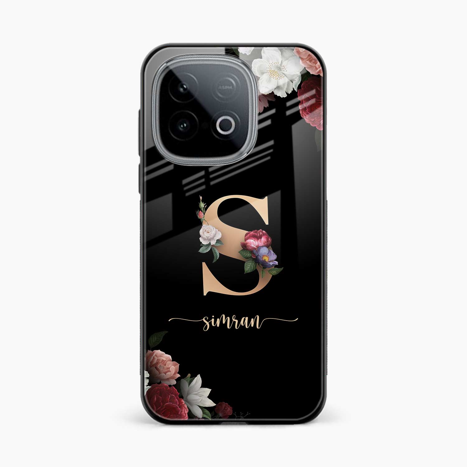 Black Floral Name Personalised Iqoo Neo 10 Back Cover