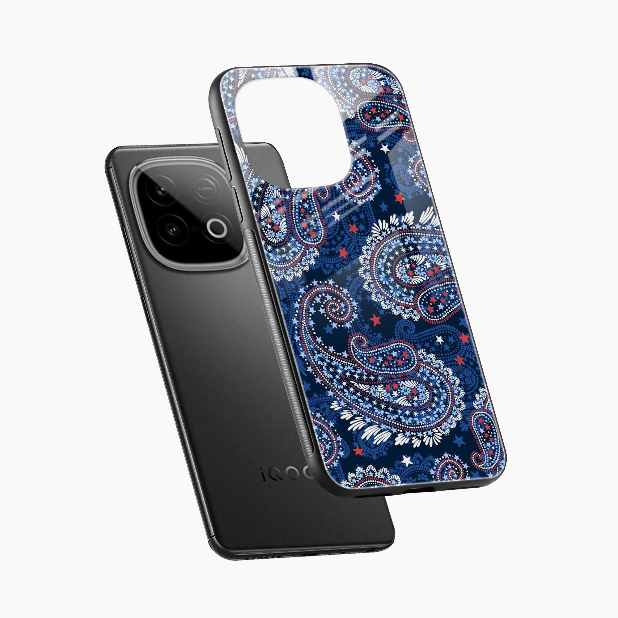 Blue Colored Classical Pattern Iqoo Neo 10 Back Cover