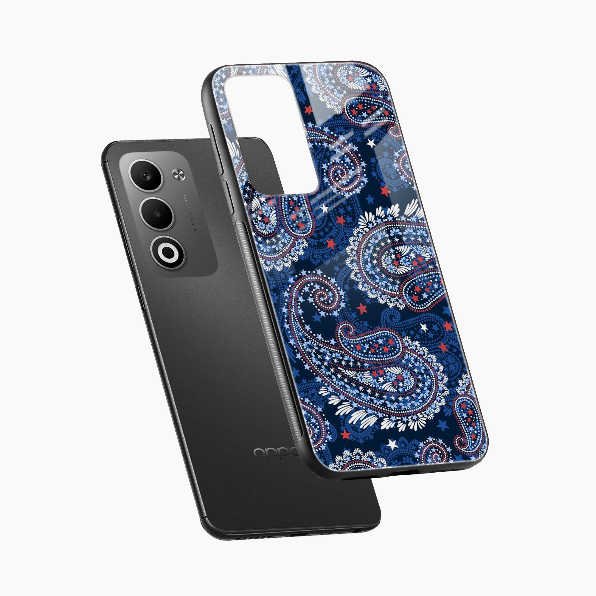 Blue Colored Classical Pattern Oppo A5 5G Back Cover