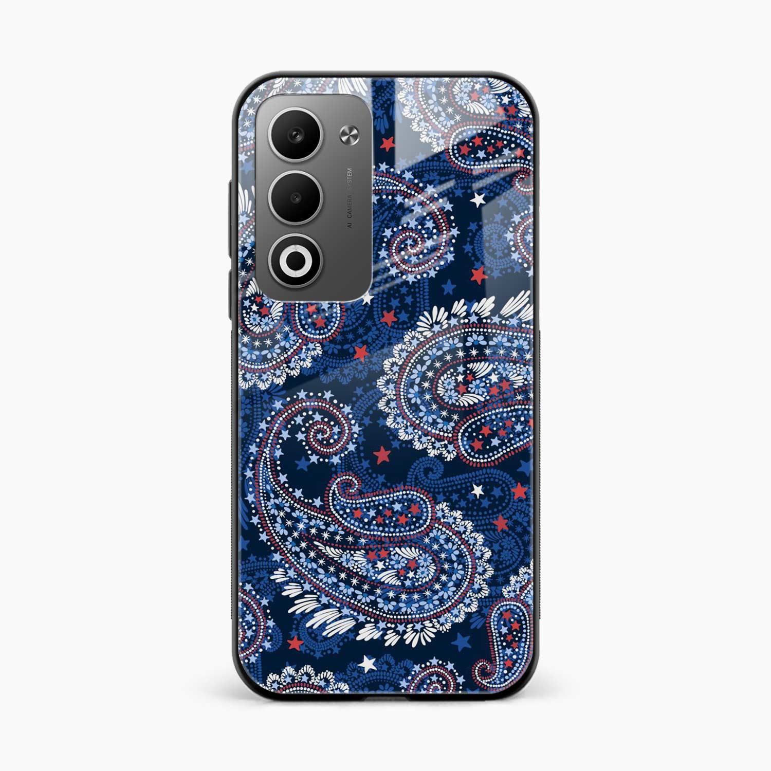 Blue Colored Classical Pattern Oppo A5 5G Back Cover
