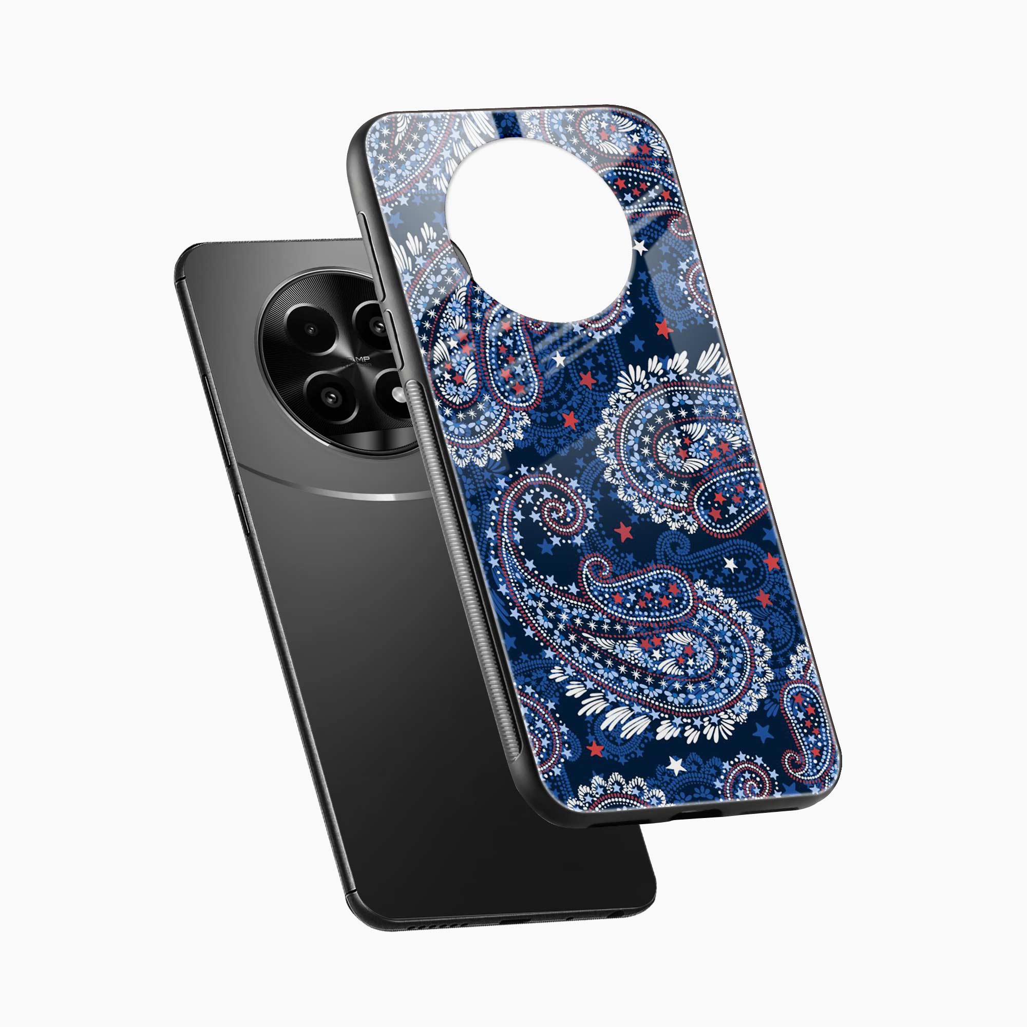 Blue Colored Classical Pattern Realme 14 Pro Lite 5G Back Cover