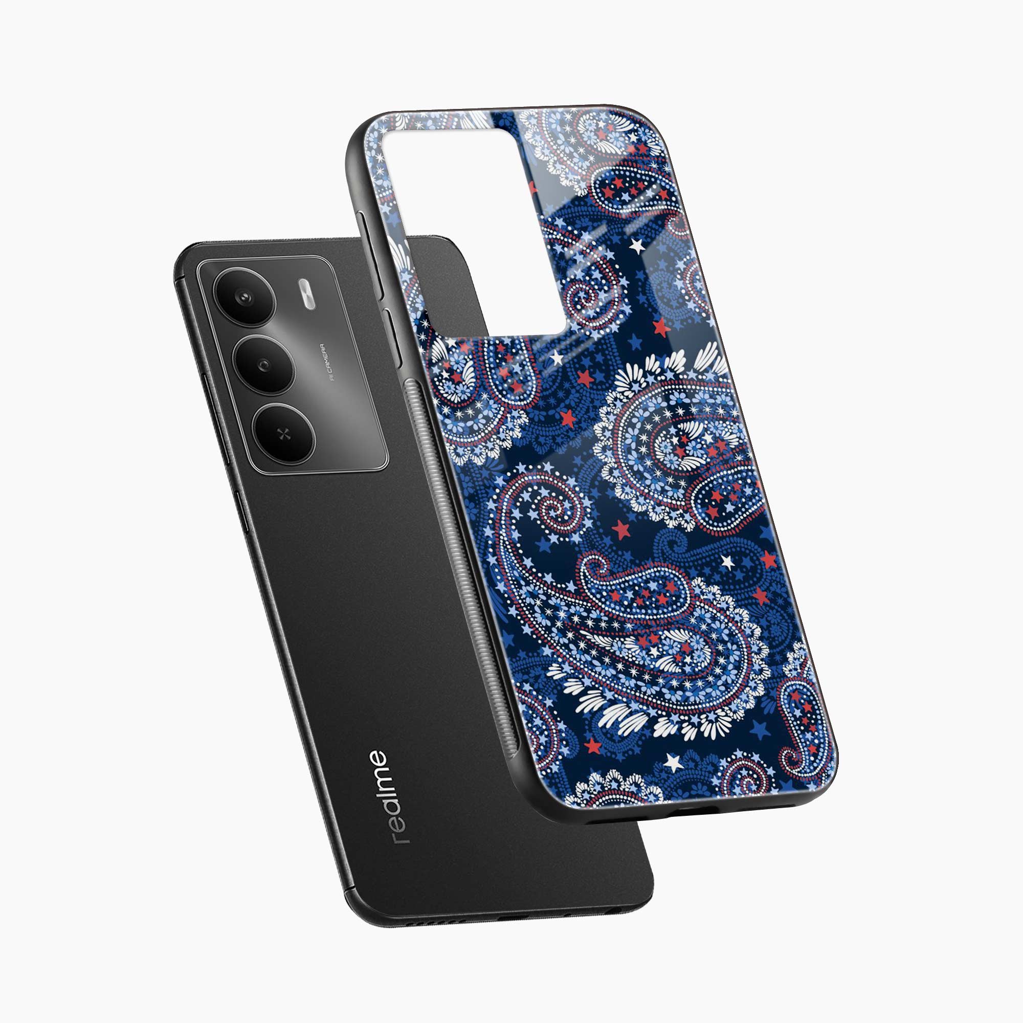 Blue Colored Classical Pattern Realme C75 5G Back Cover