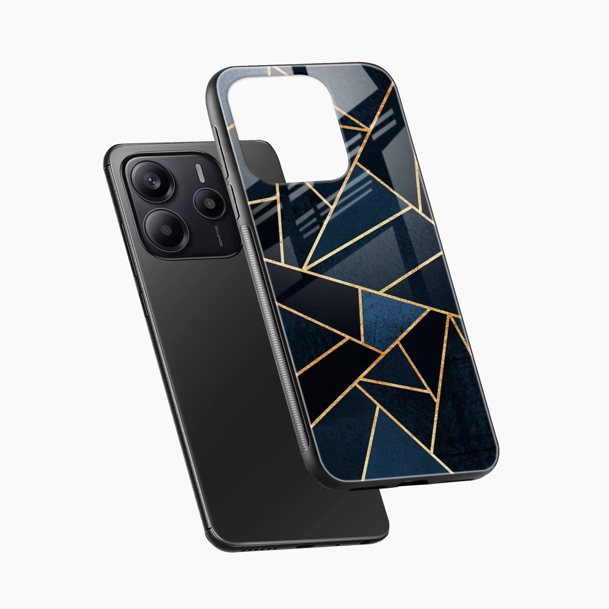 Diagonal Marble Golden Cut Redmi Note 14 SE 5G Back Cover