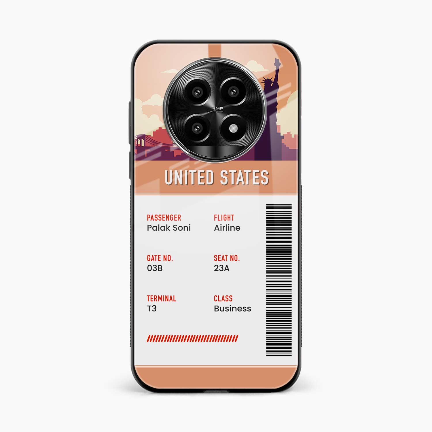 United States Boarding Pass Realme 14 Pro Lite 5G Back Cover