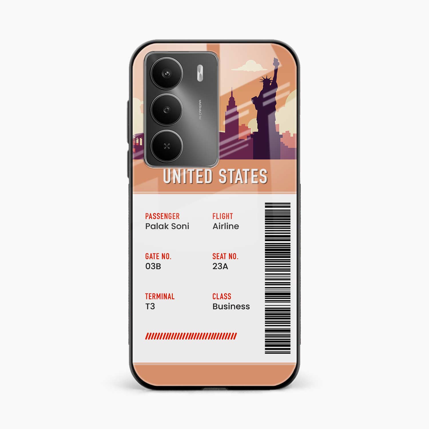 United States Boarding Pass Realme C75 5G Back Cover