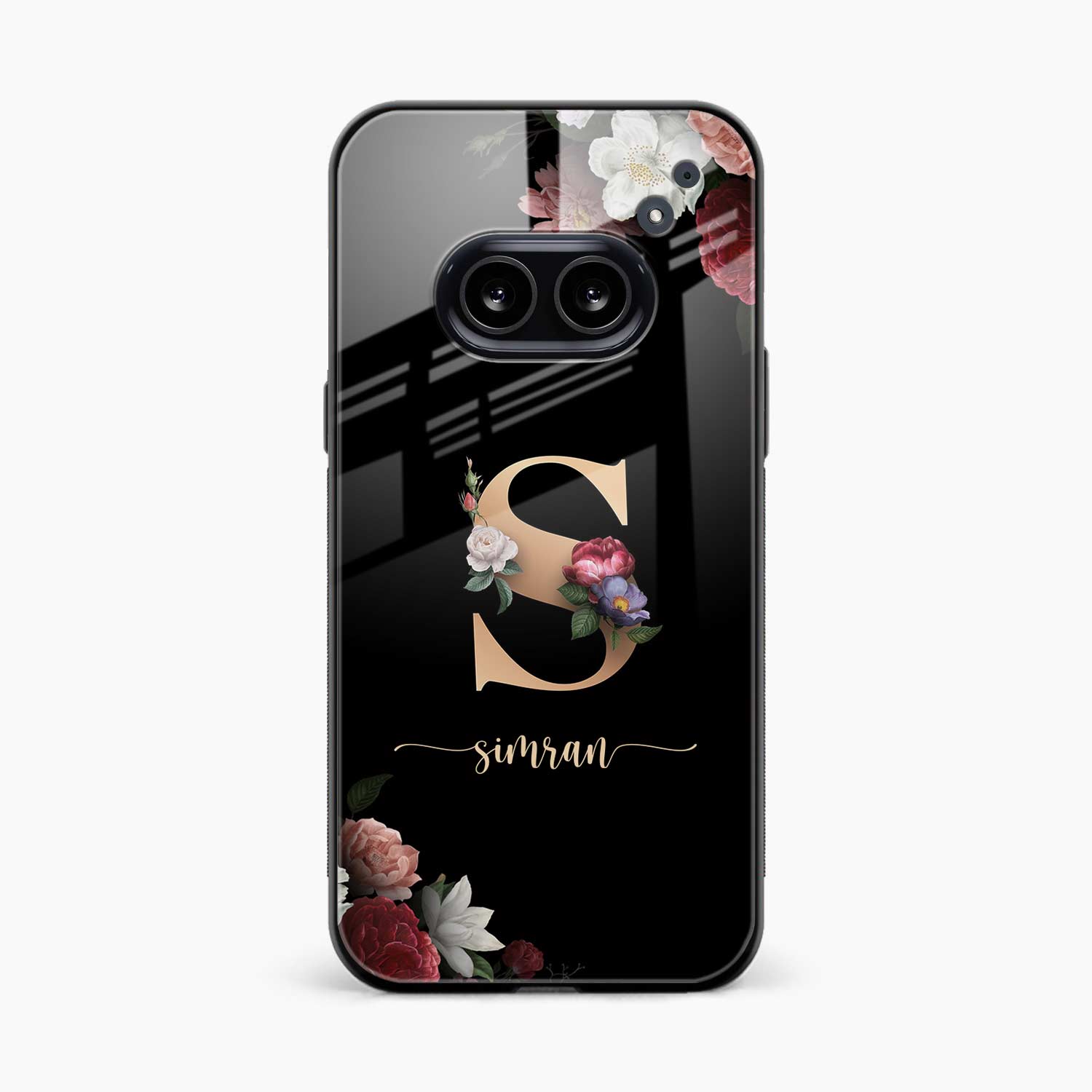Black Floral Name Personalised Nothing Phone 2a Plus Back Cover