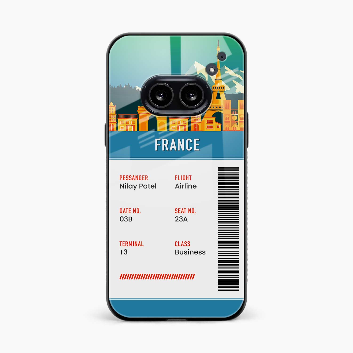 France Boarding Pass Nothing Phone 2a Plus Back Cover
