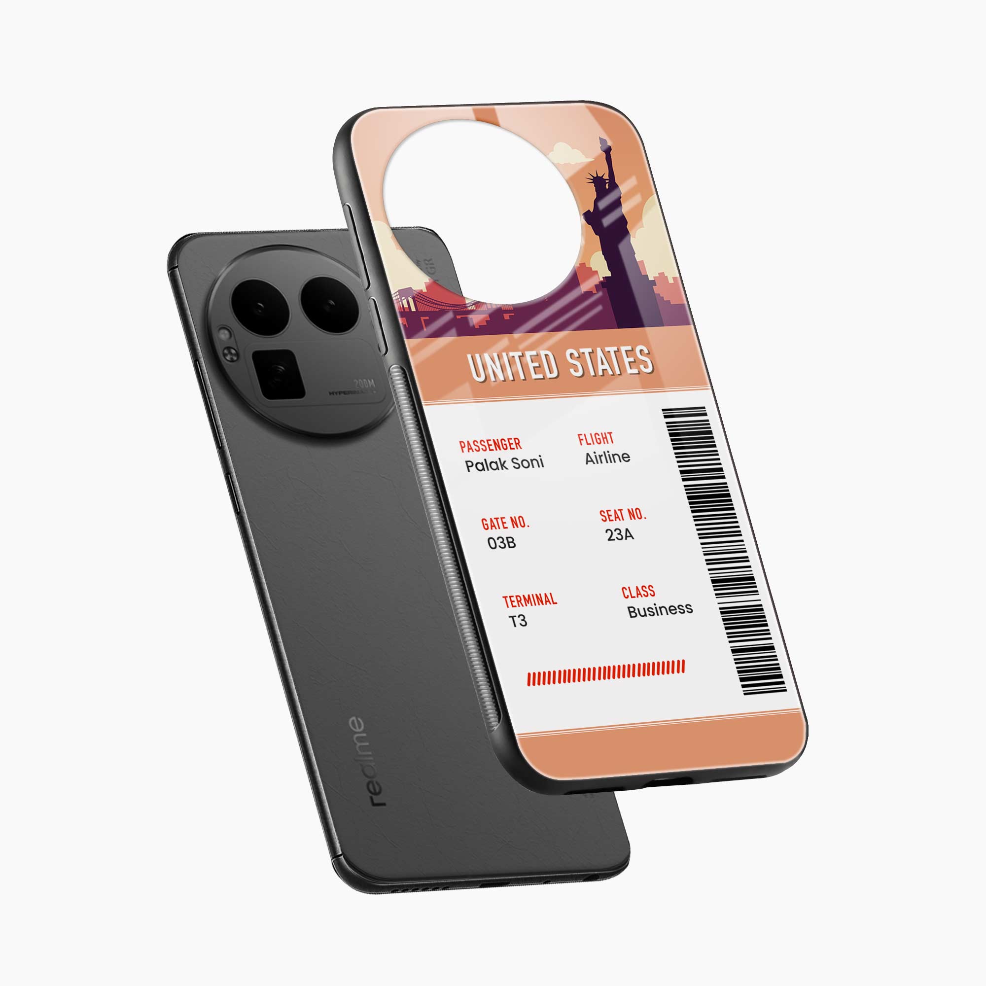 United States Boarding Pass Realme Gt 8 Pro Back Cover