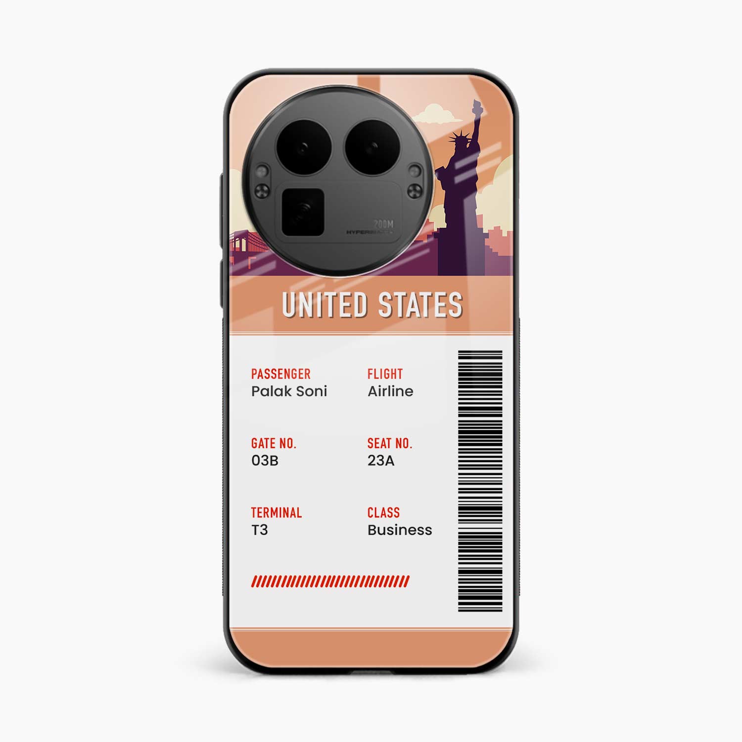 United States Boarding Pass Realme Gt 8 Pro Back Cover