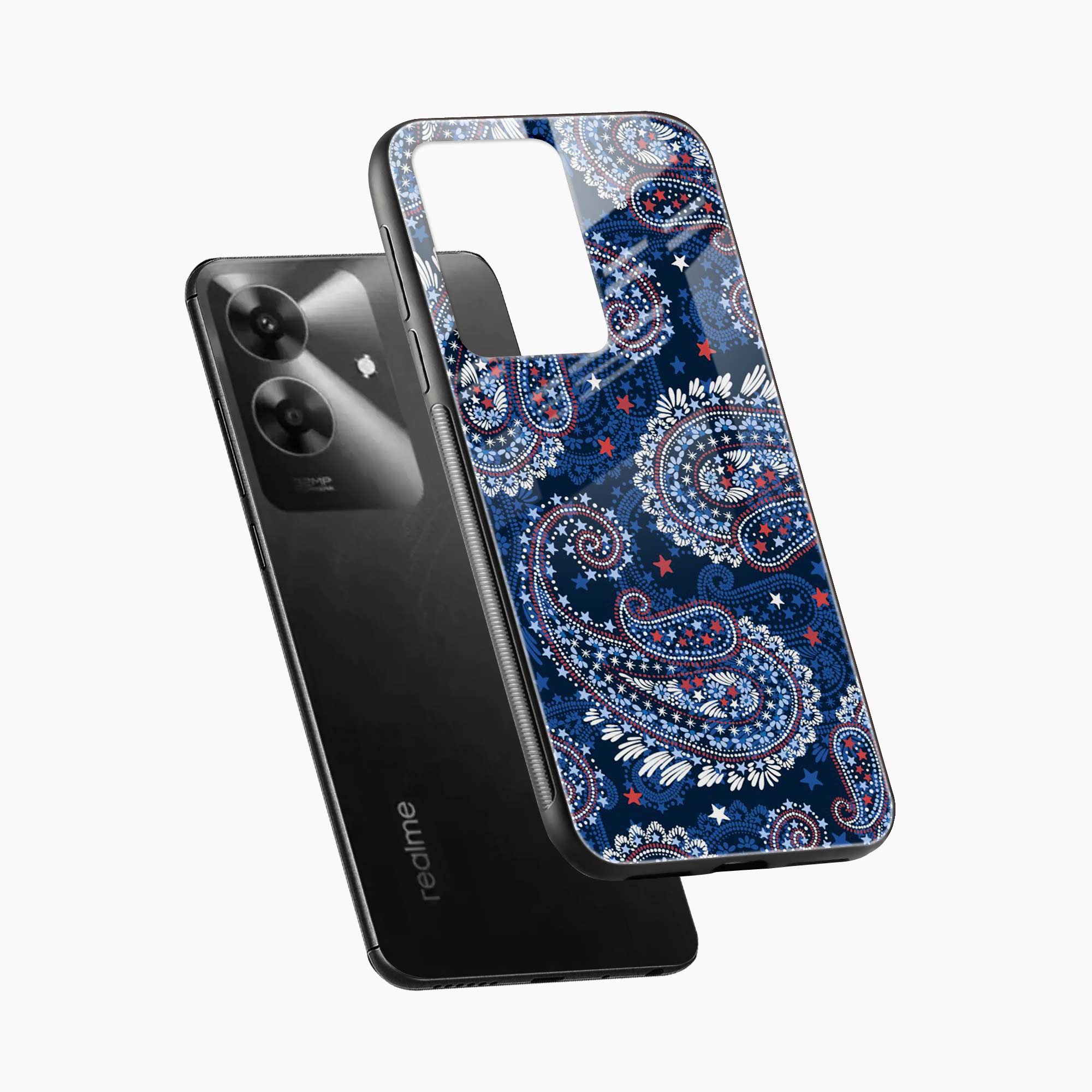 Blue Colored Classical Pattern Realme Narzo N61 Back Cover