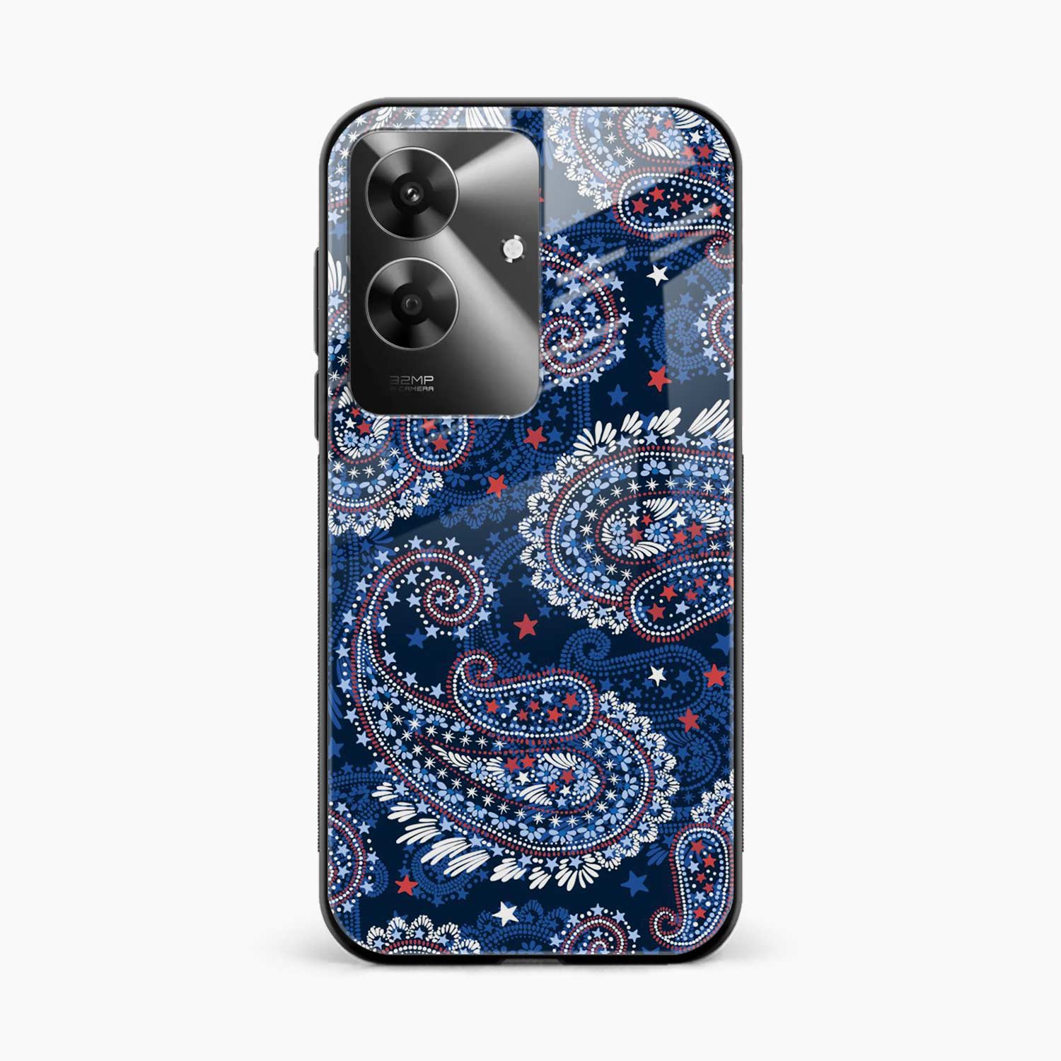 Blue Colored Classical Pattern Realme Narzo N61 Back Cover