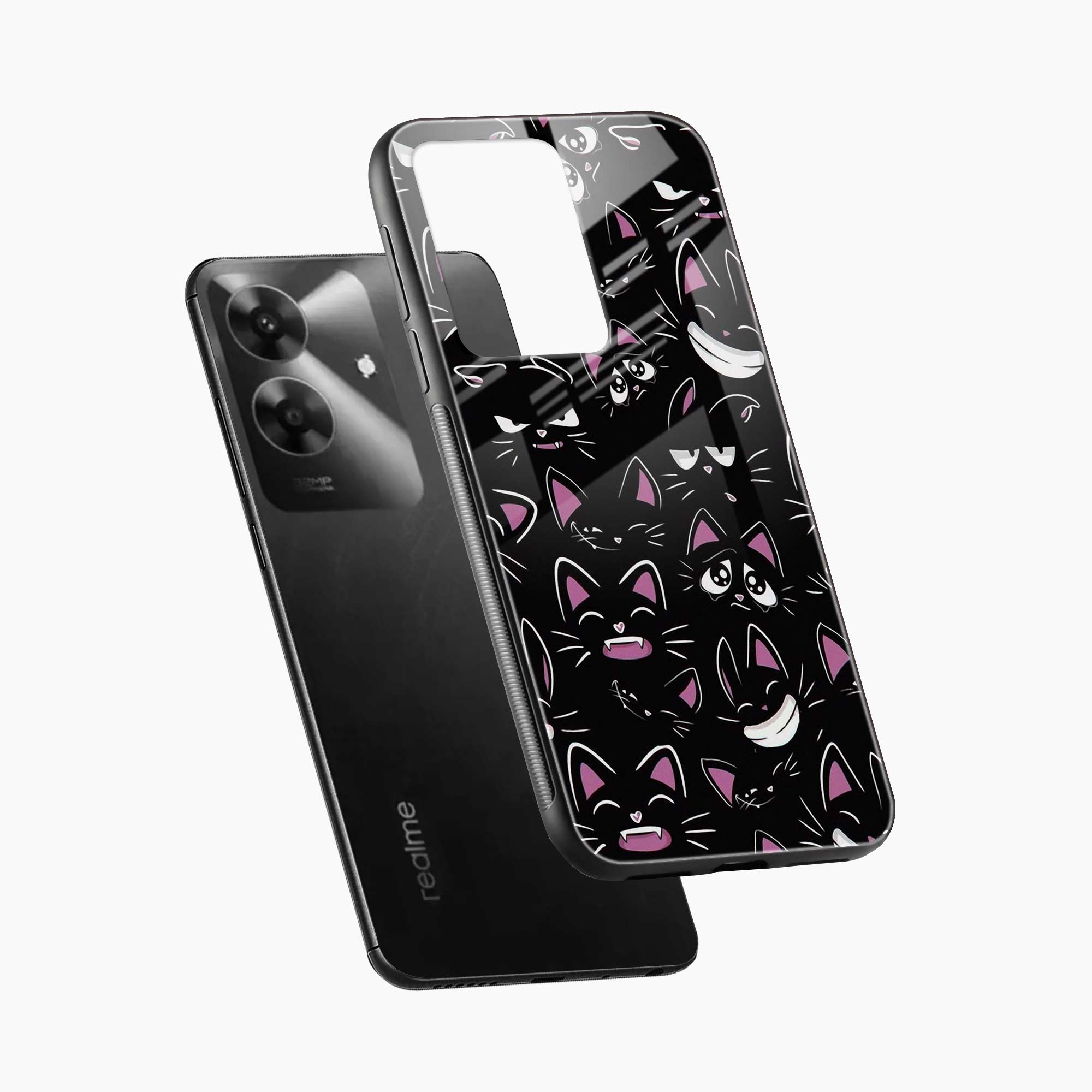 Cute Black Cat Realme Narzo N61 Back Cover