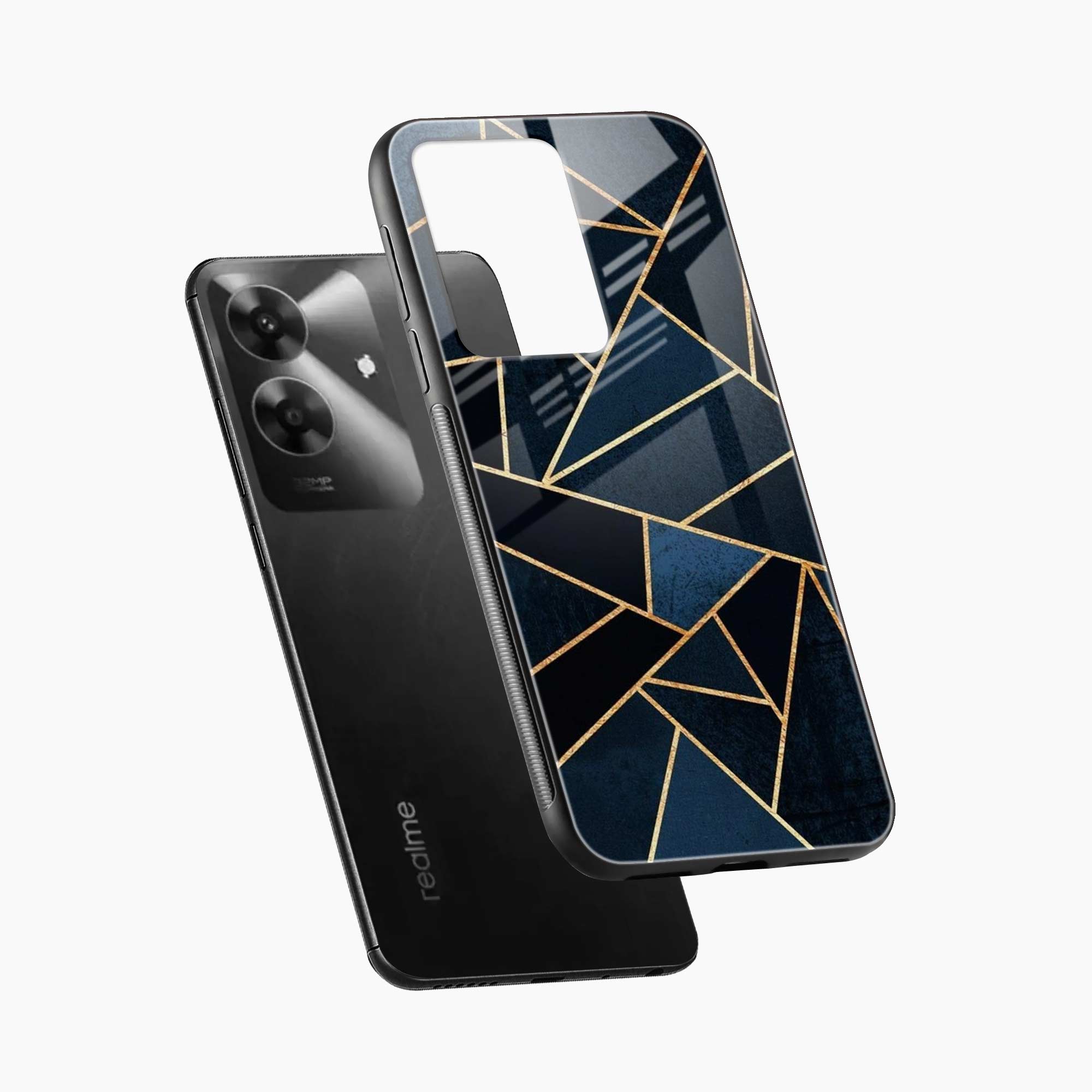 Diagonal Marble Golden Cut Realme Narzo N61 Back Cover