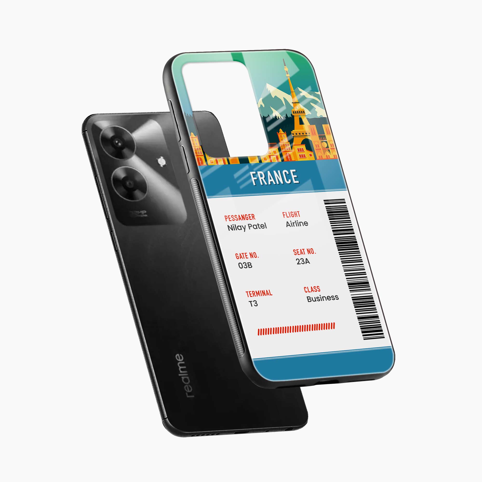 France Boarding Pass Realme Narzo N61 Back Cover