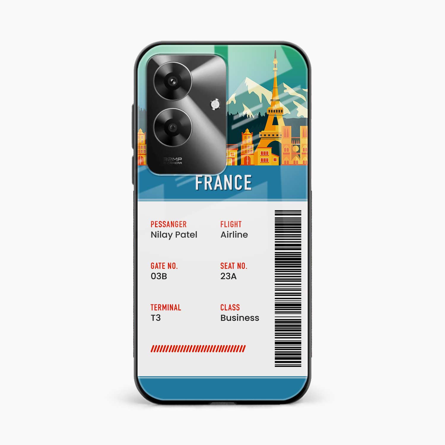 France Boarding Pass Realme Narzo N61 Back Cover