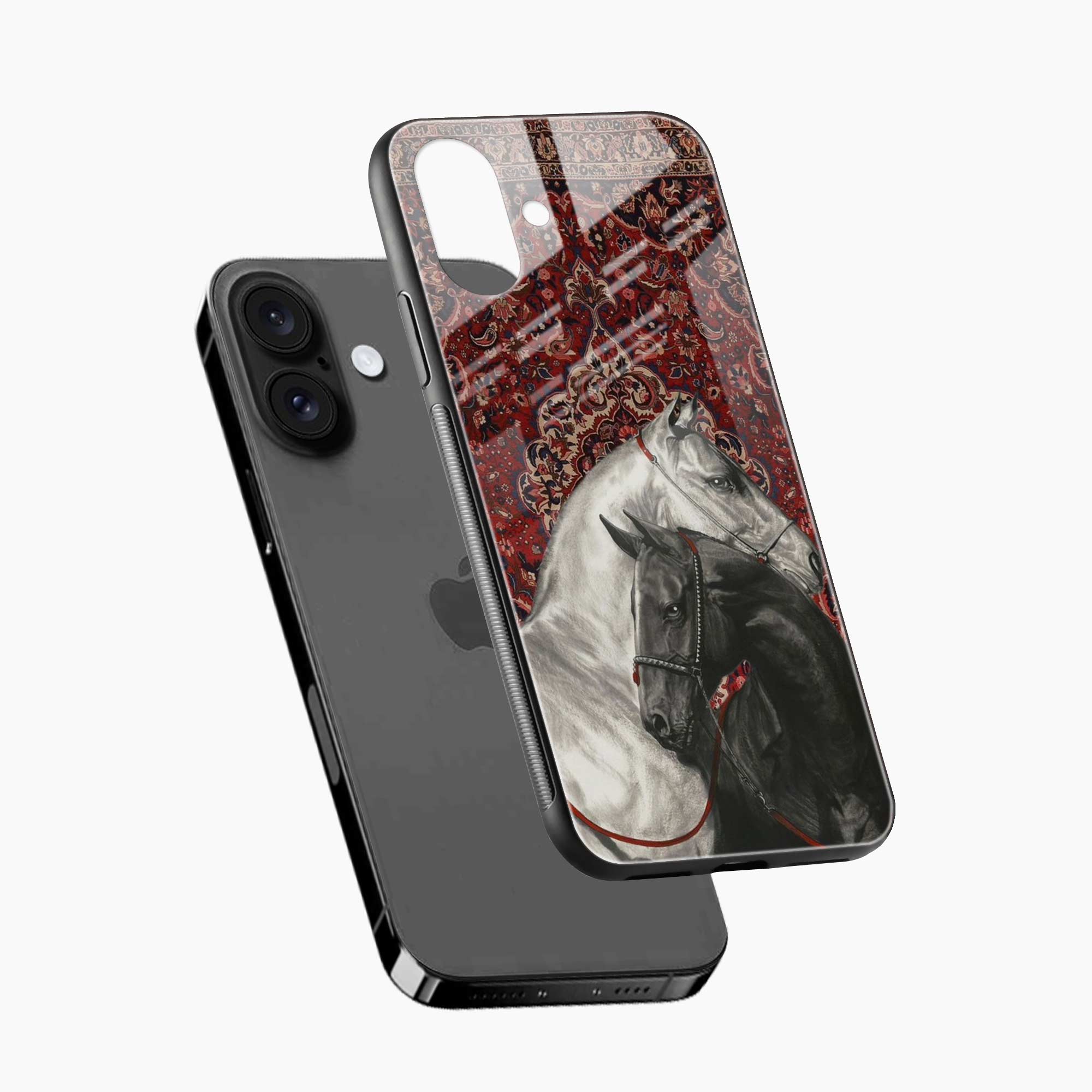 Black And White Horse iPhone 16 Back Cover