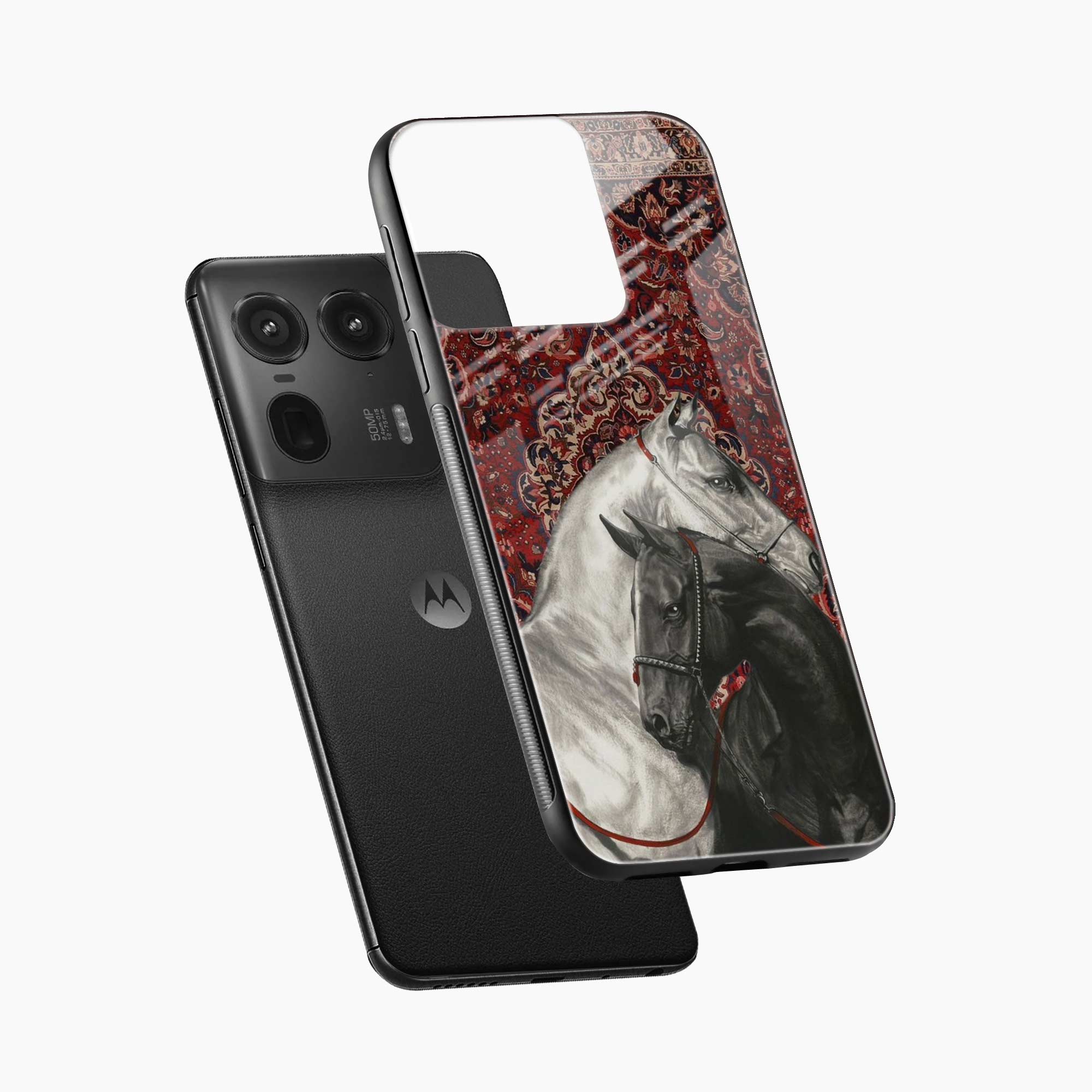 Black And White Horse Motorola Edge 50 Ultra 5G Back Cover