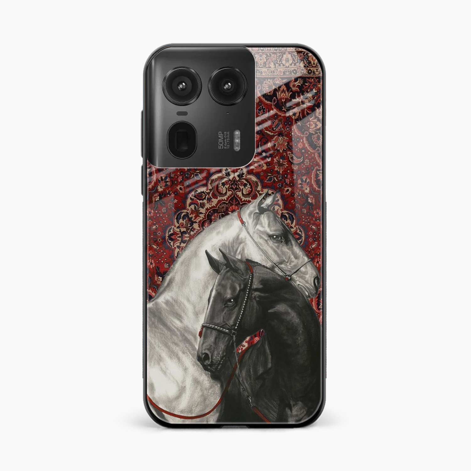 Black And White Horse Motorola Edge 50 Ultra 5G Back Cover
