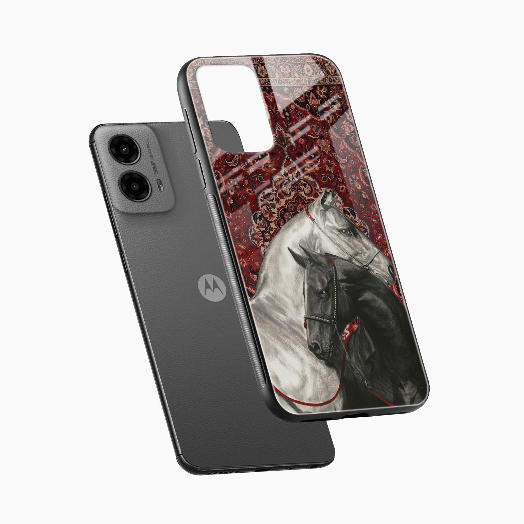 Black And White Horse Motorola G45 5G Back Cover