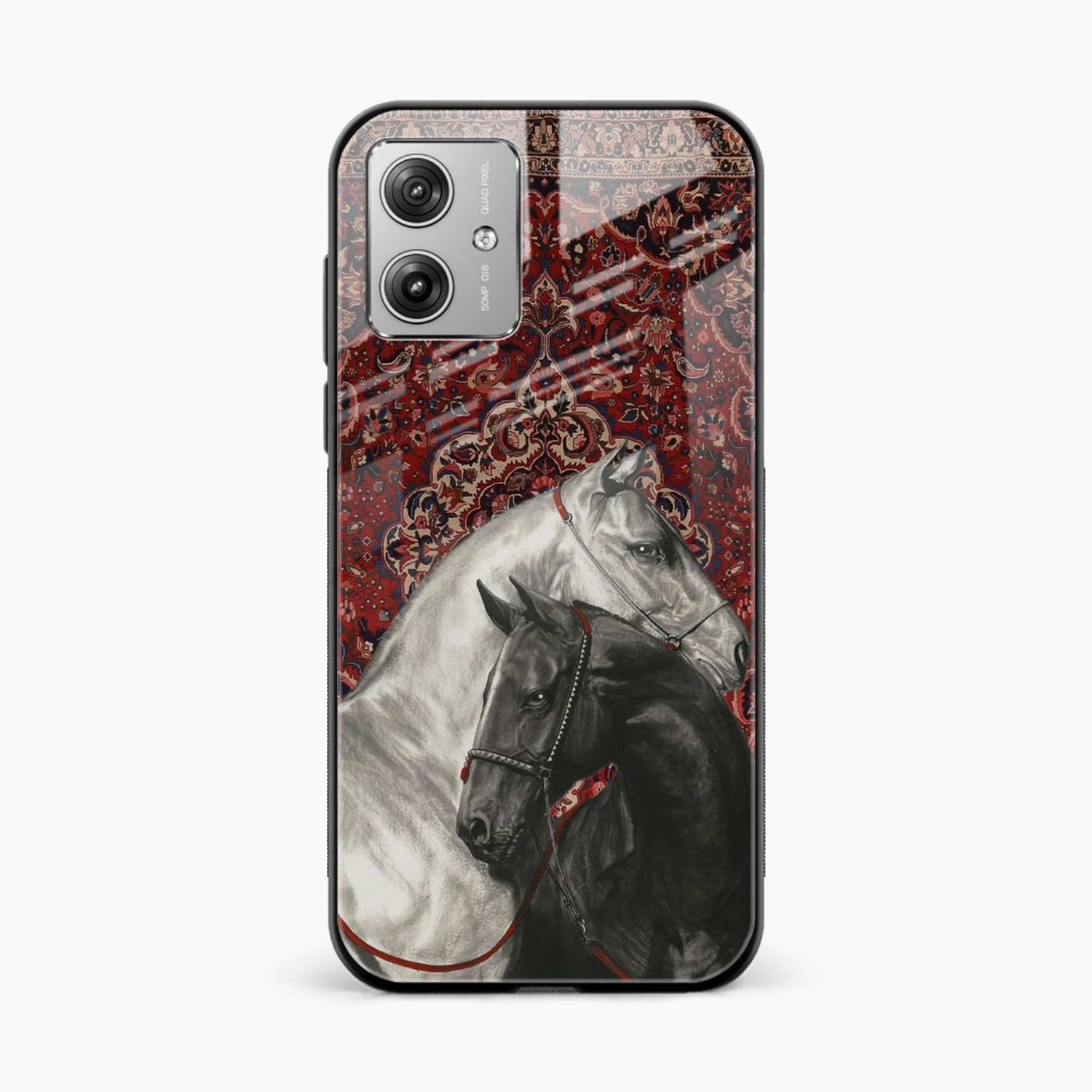 Black And White Horse Motorola G64 5G Back Cover