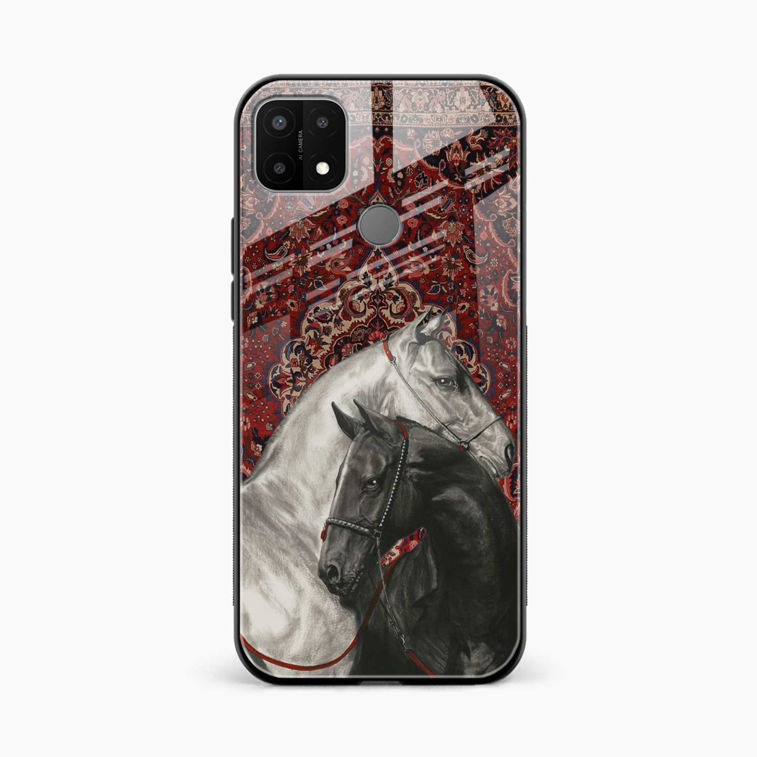 Black And White Horse Oppo A15 Back Cover