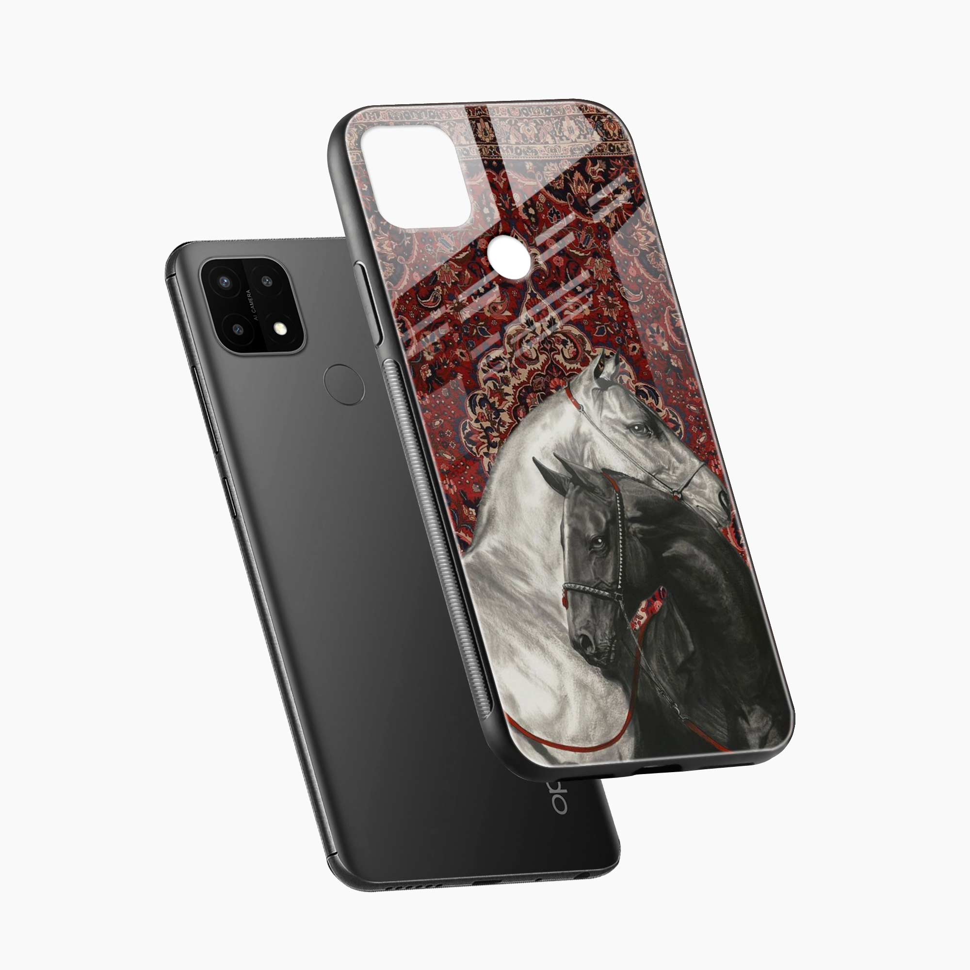 Black And White Horse Oppo A15s Back Cover