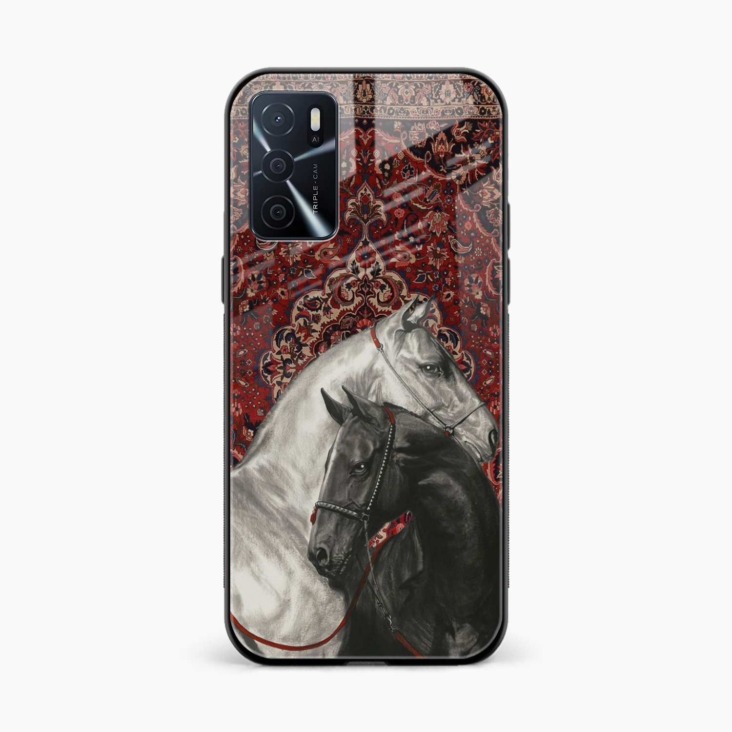 Black And White Horse Oppo A16 Back Cover