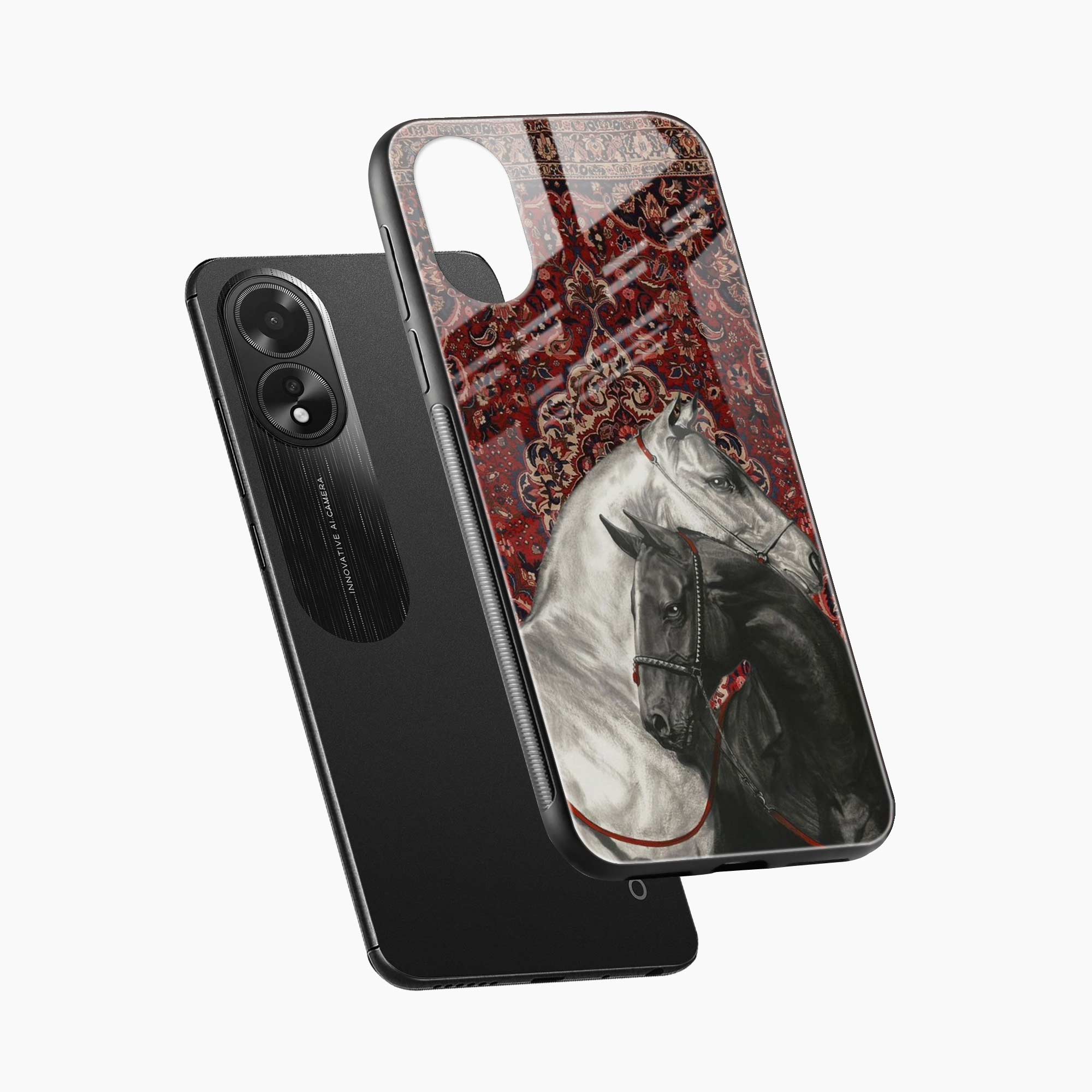 Black And White Horse Oppo A38 Back Cover