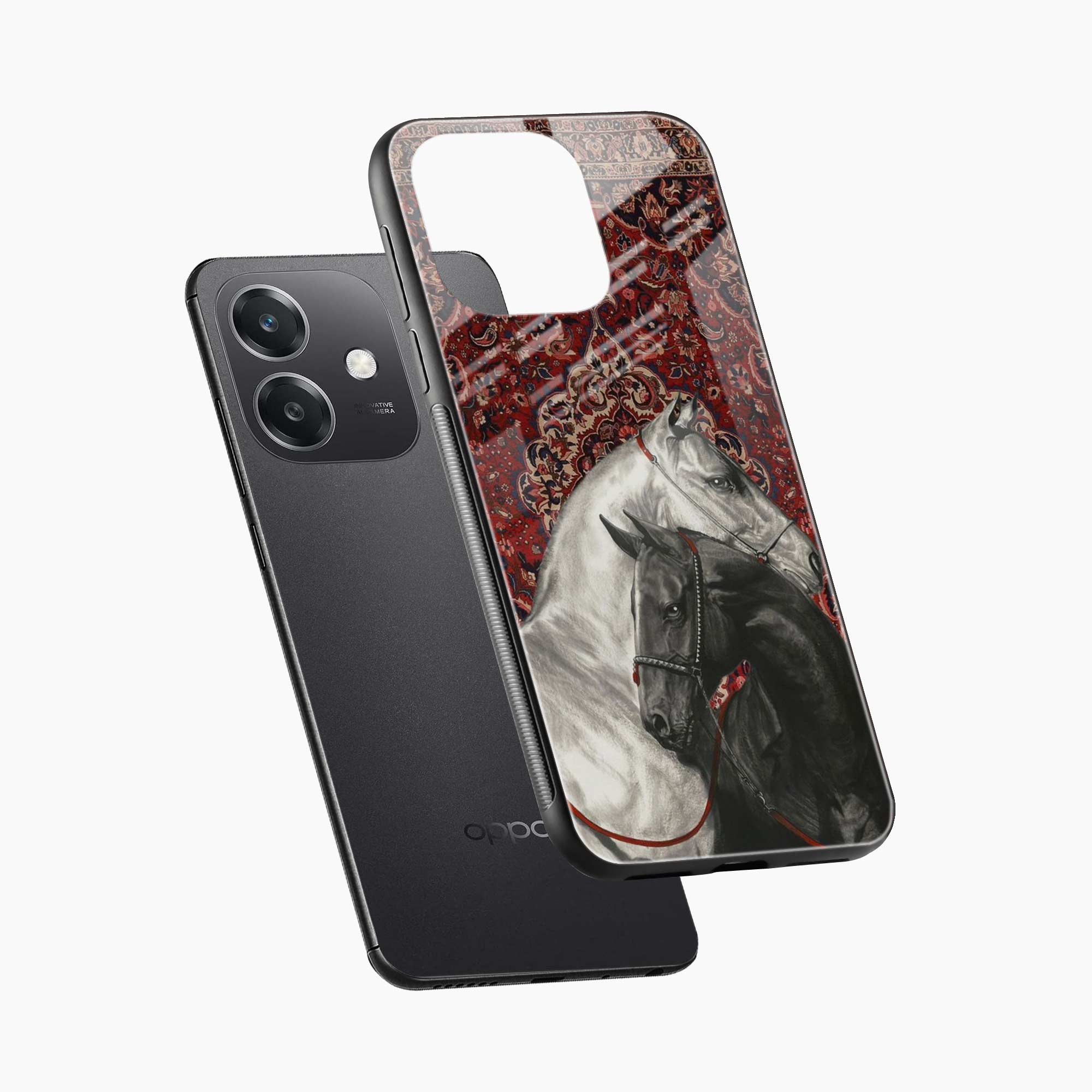 Black And White Horse Oppo A3x 4G Back Cover