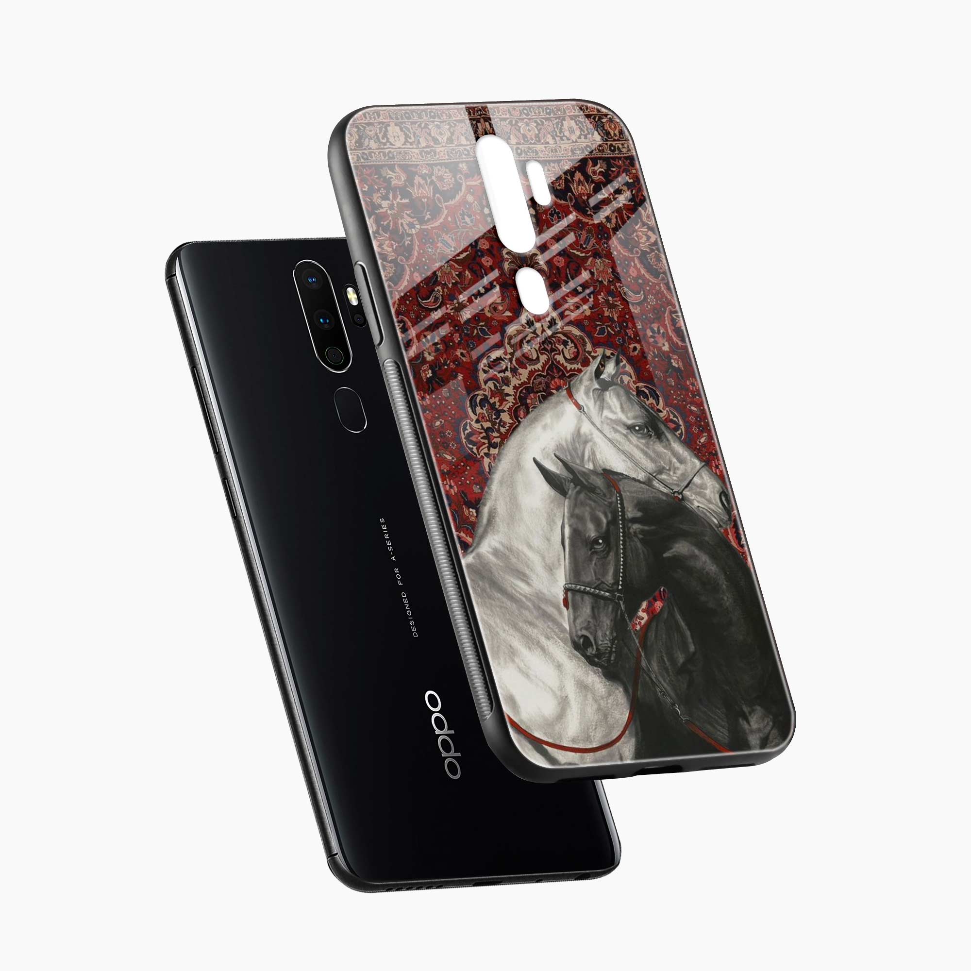 Black And White Horse Oppo A5 Back Cover