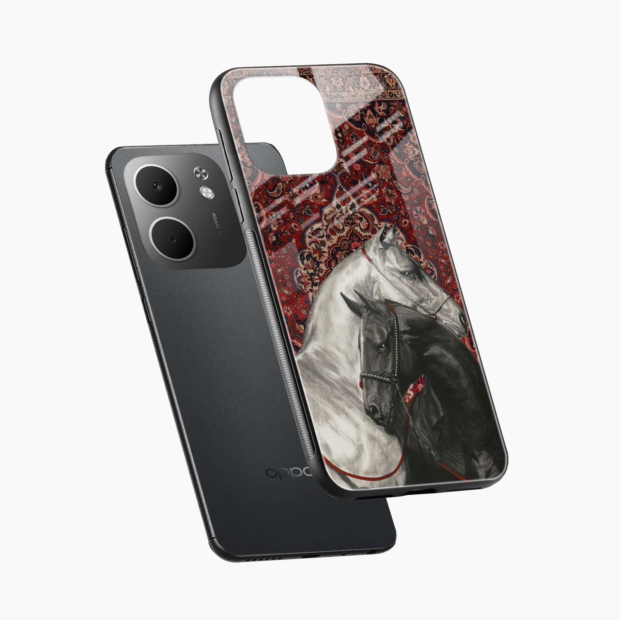 Black And White Horse Oppo A5x 5G Back Cover