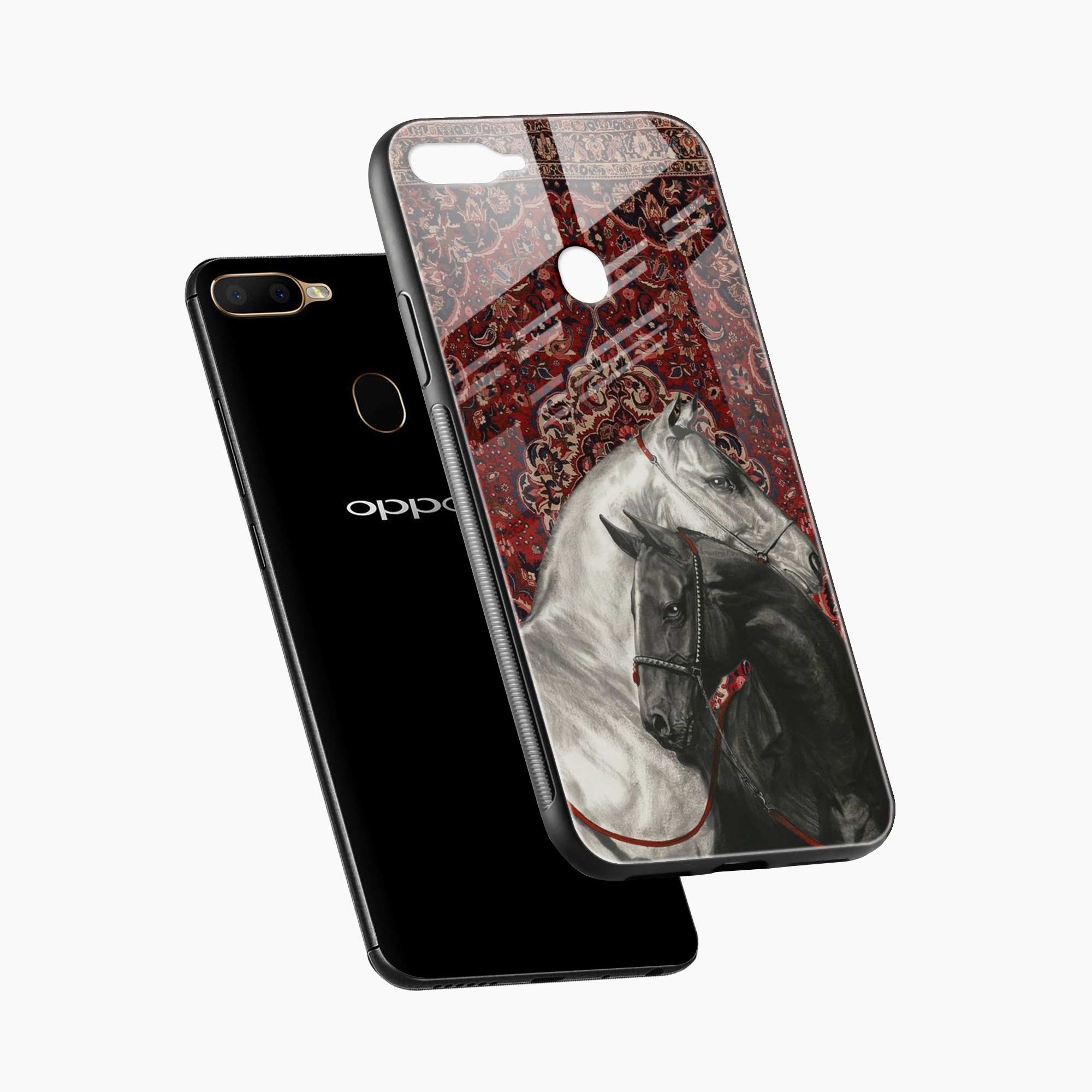 Black And White Horse Oppo A7 Back Cover