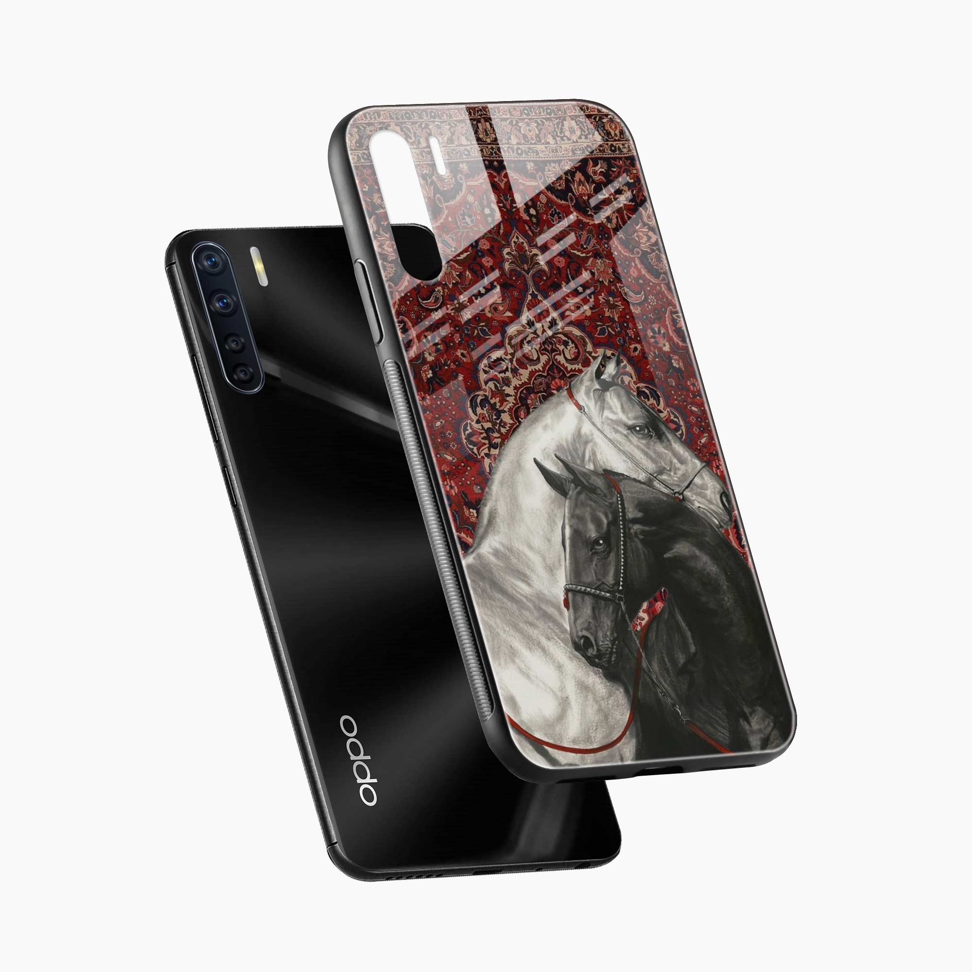 Black And White Horse Oppo A91 Back Cover