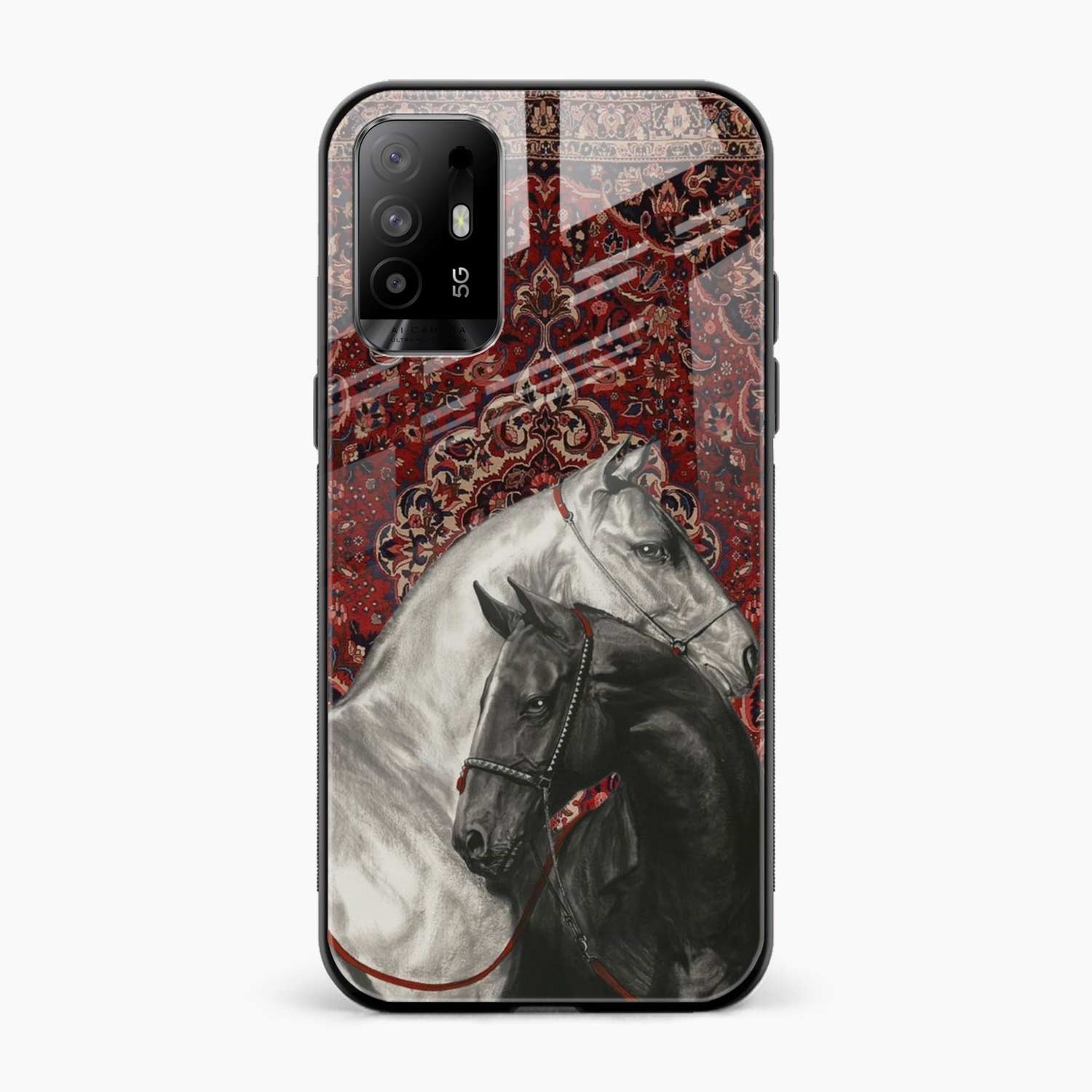 Black And White Horse Oppo A95 5G Back Cover