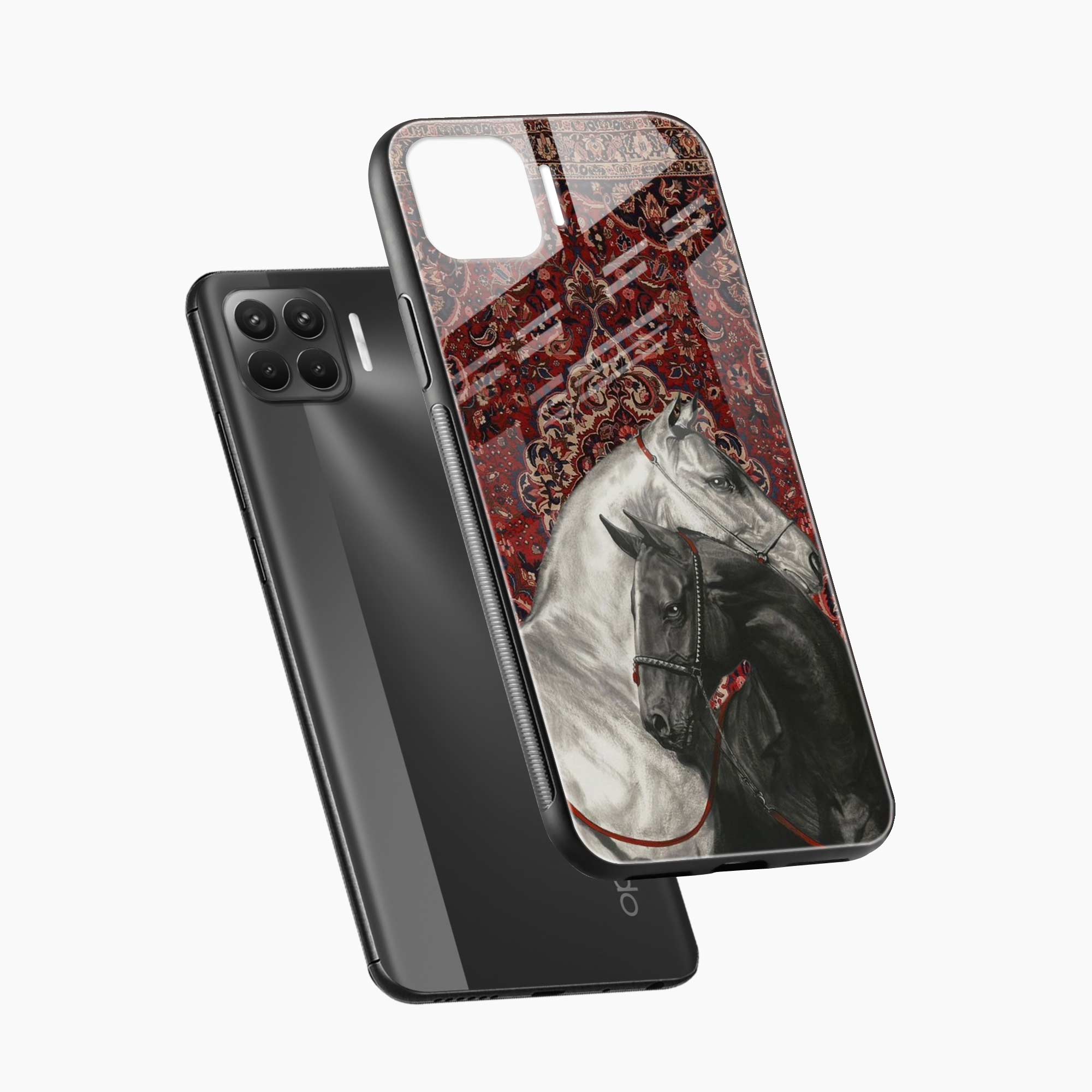 Black And White Horse Oppo F17 Pro Back Cover