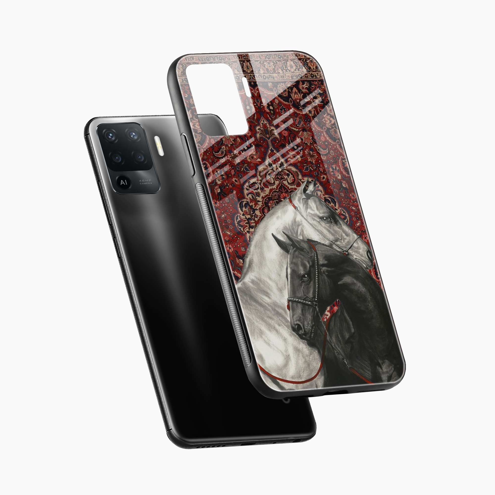 Black And White Horse Oppo F19 Pro Back Cover
