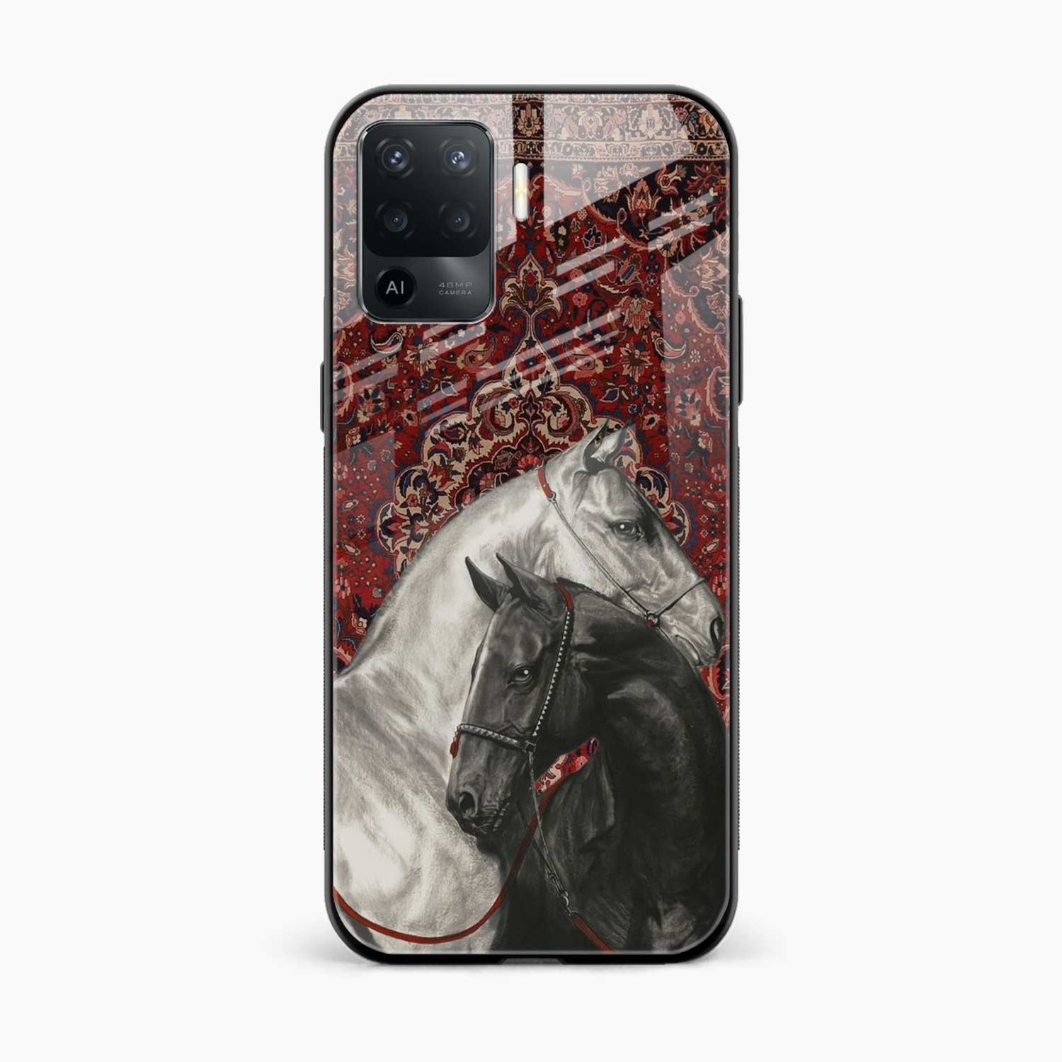 Black And White Horse Oppo F19 Pro Back Cover