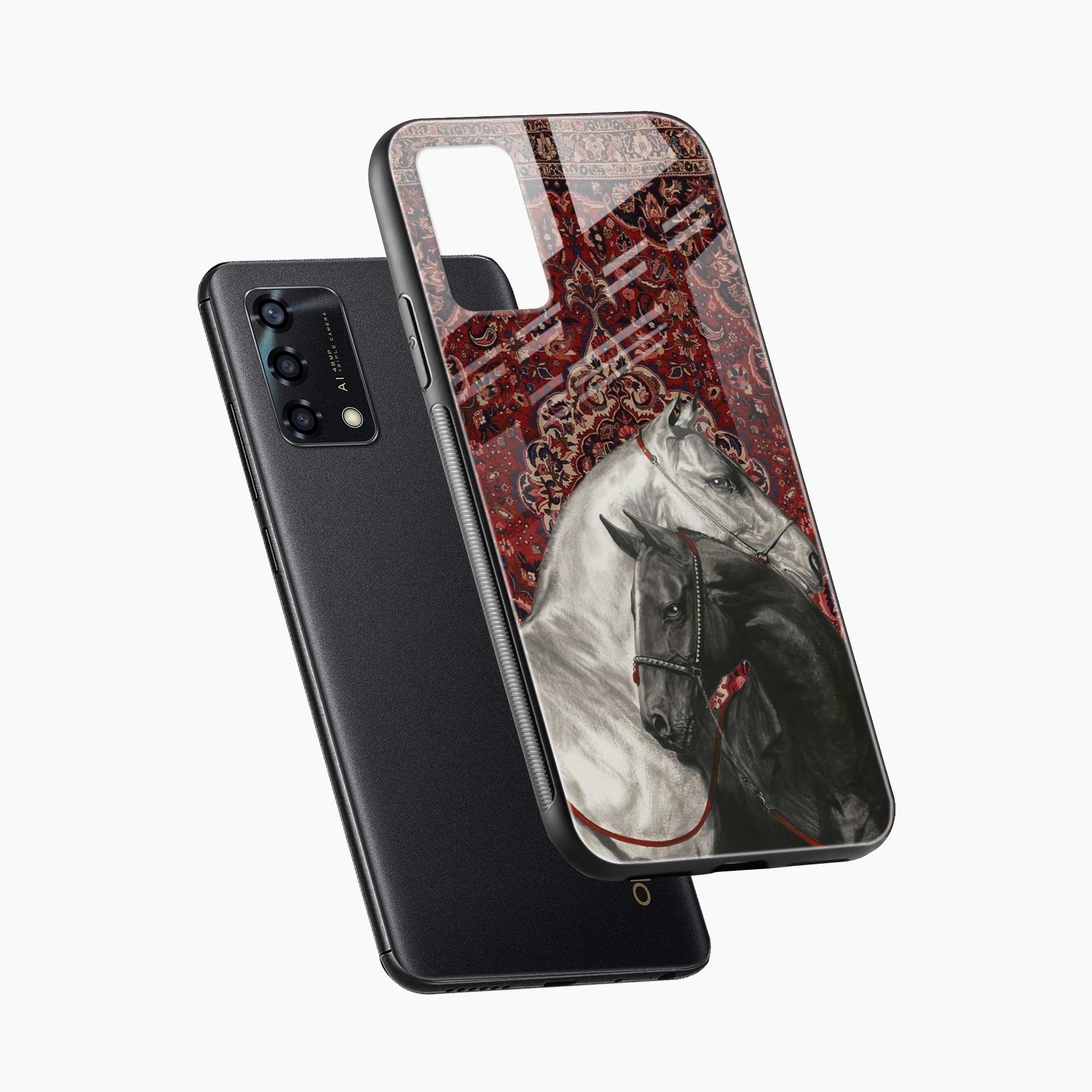 Black And White Horse Oppo F19 Back Cover