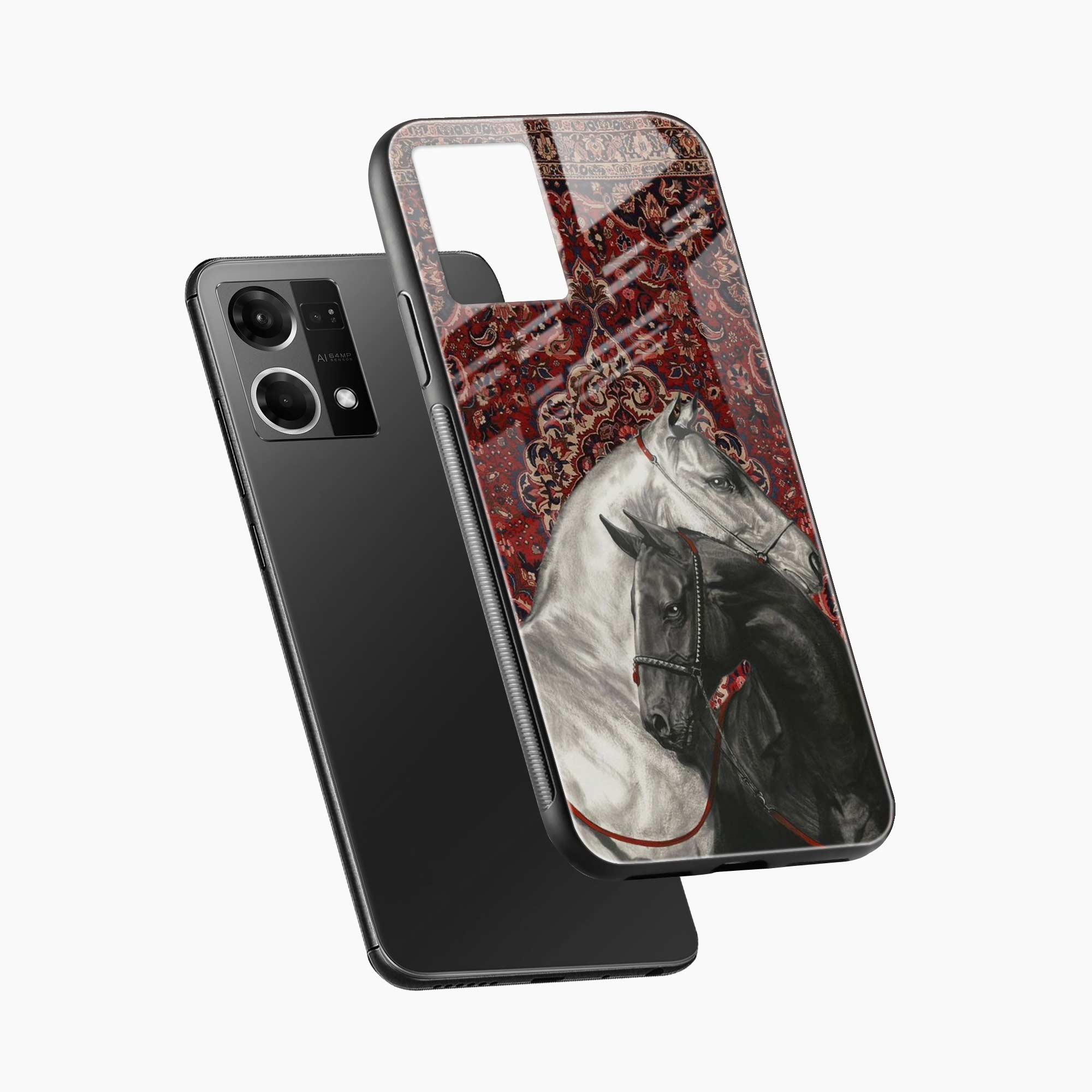 Black And White Horse Oppo F21 Pro Back Cover