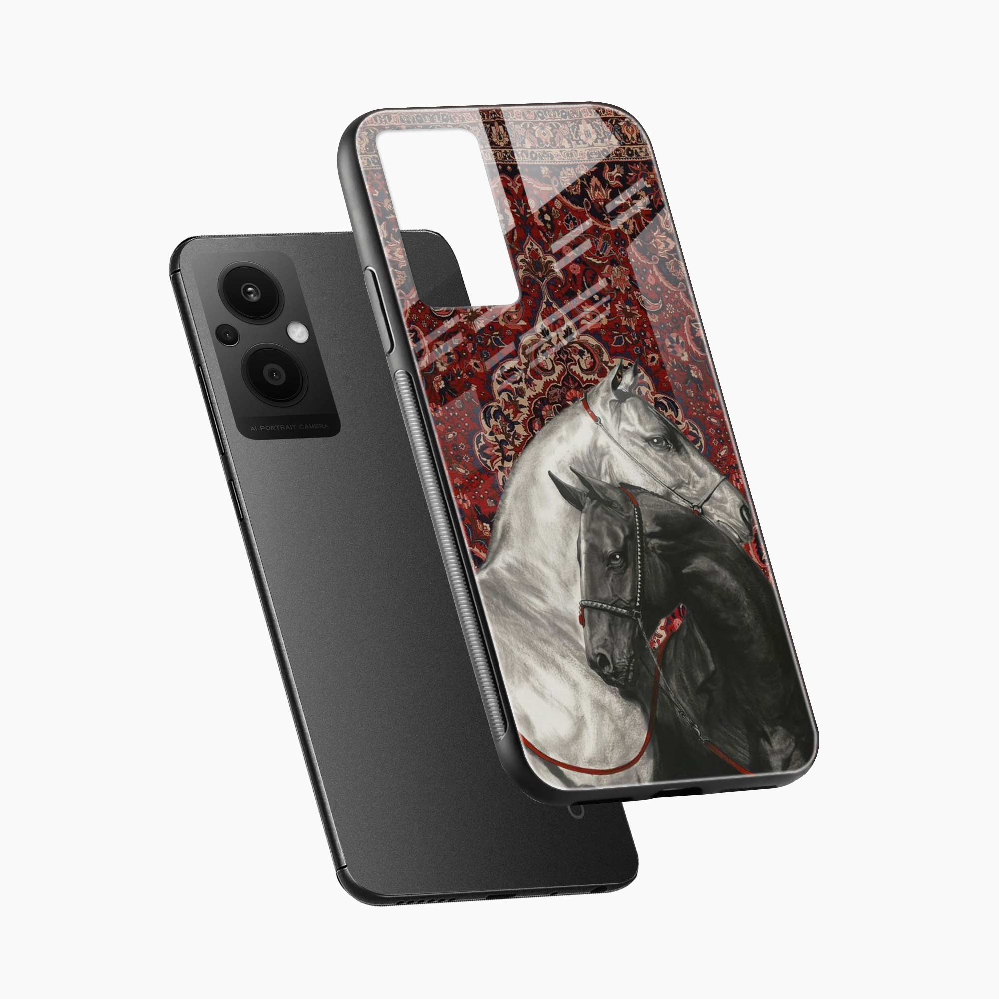 Black And White Horse Oppo F21s Pro 5G Back Cover