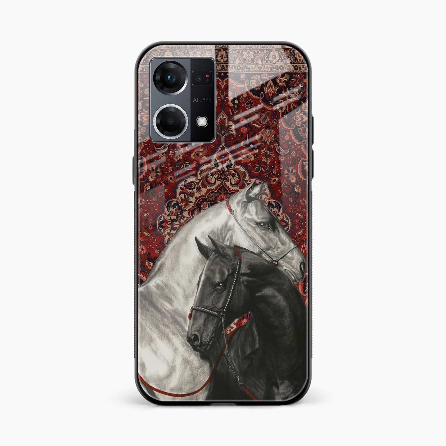Black And White Horse Oppo F21s Pro Back Cover