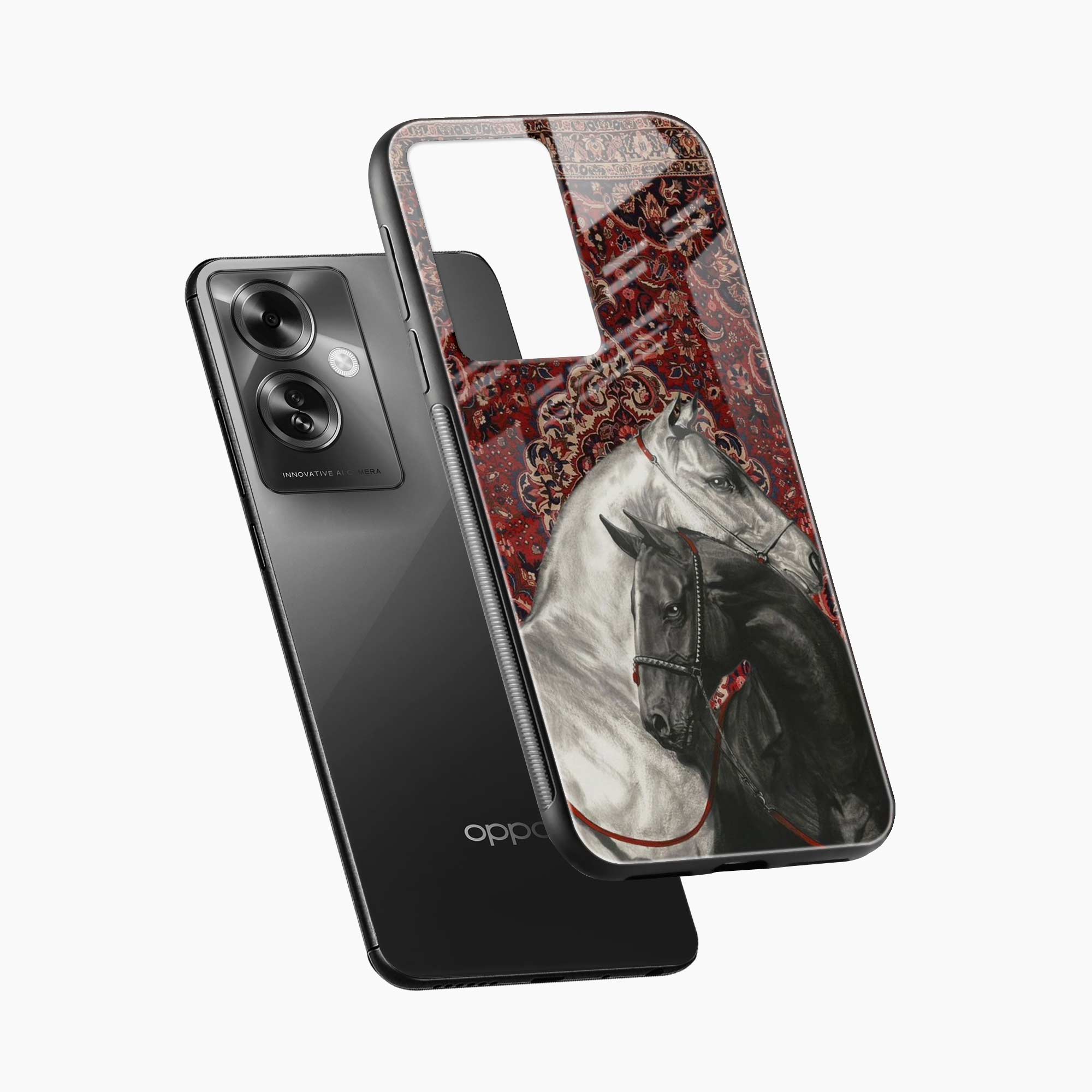 Black And White Horse Oppo F25 Pro 5G Back Cover