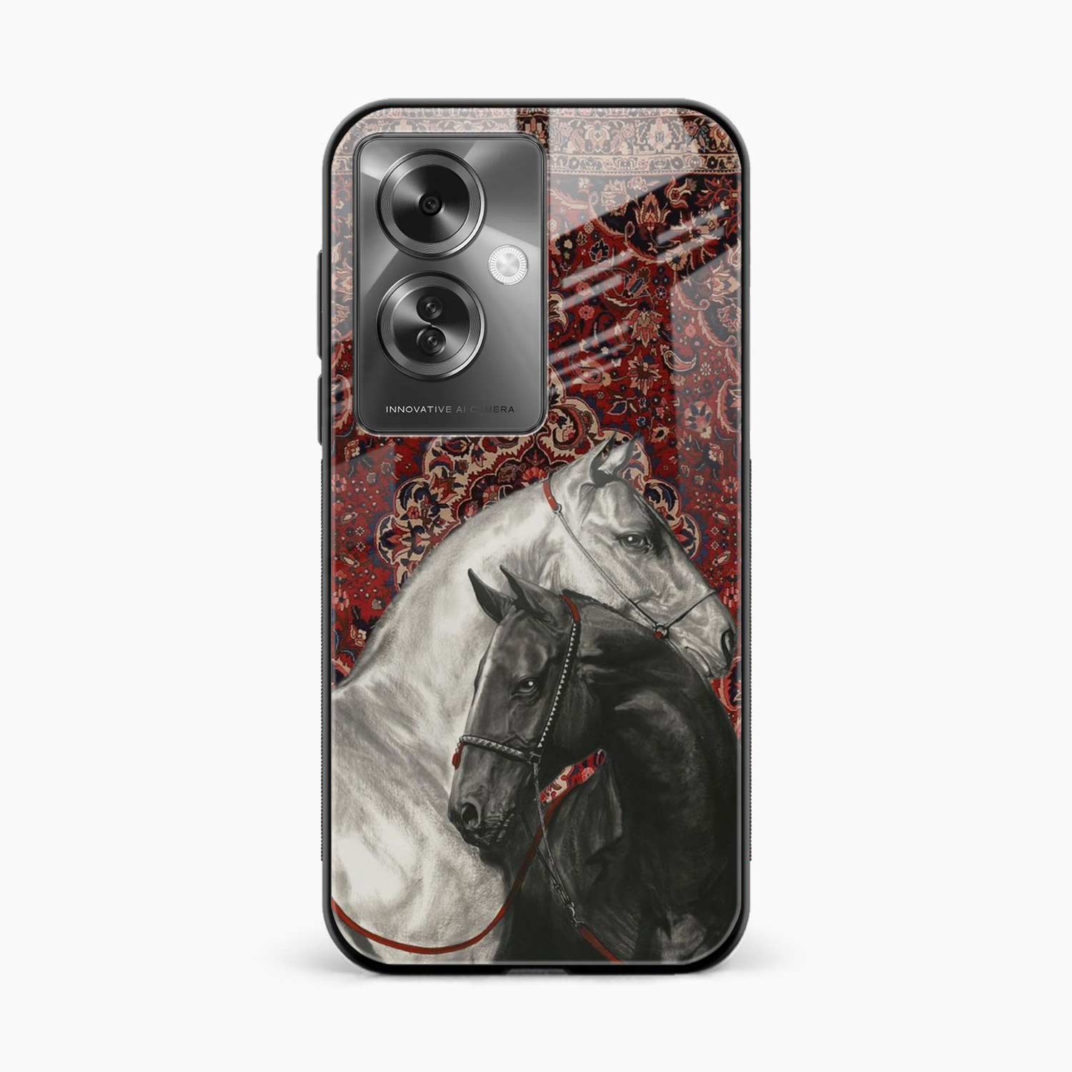 Black And White Horse Oppo F25 Pro 5G Back Cover