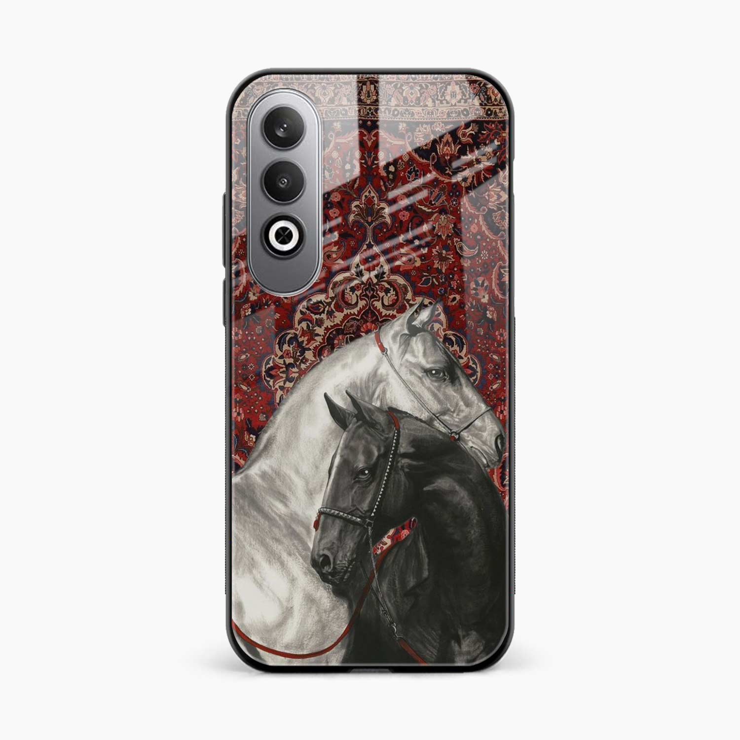 Black And White Horse Oppo K12x 5G Back Cover