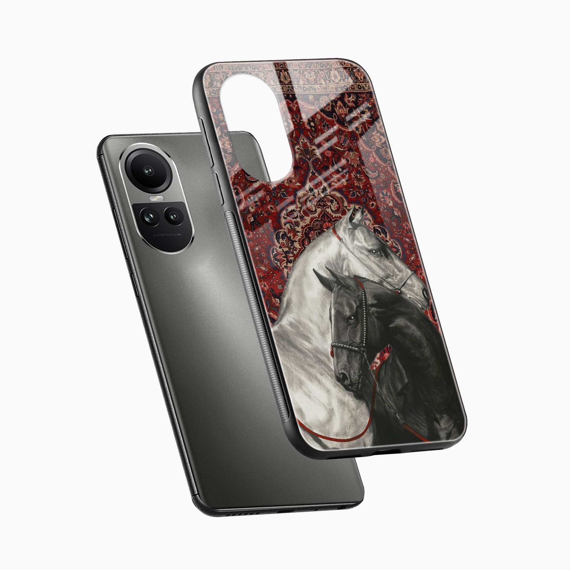 Black And White Horse Oppo Reno 10 Back Cover