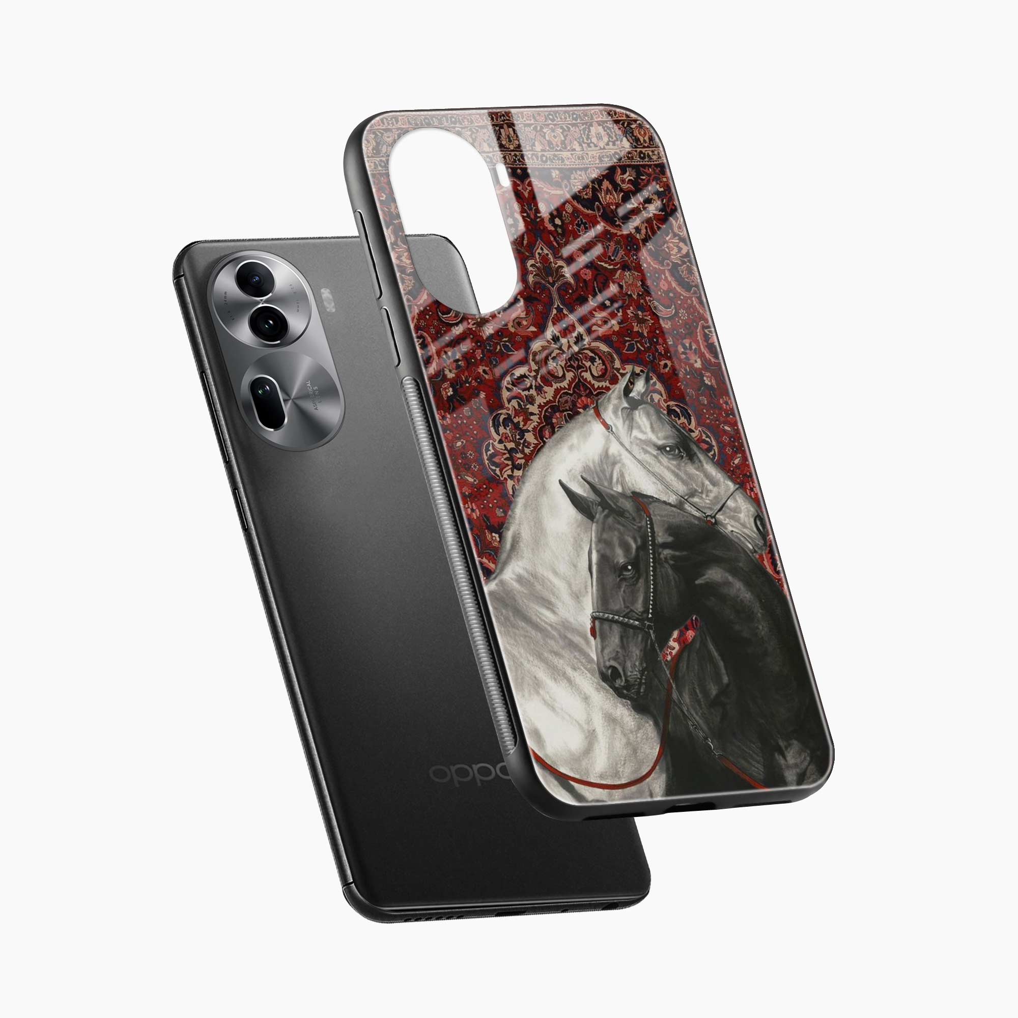 Black And White Horse Oppo Reno 11 Pro Back Cover