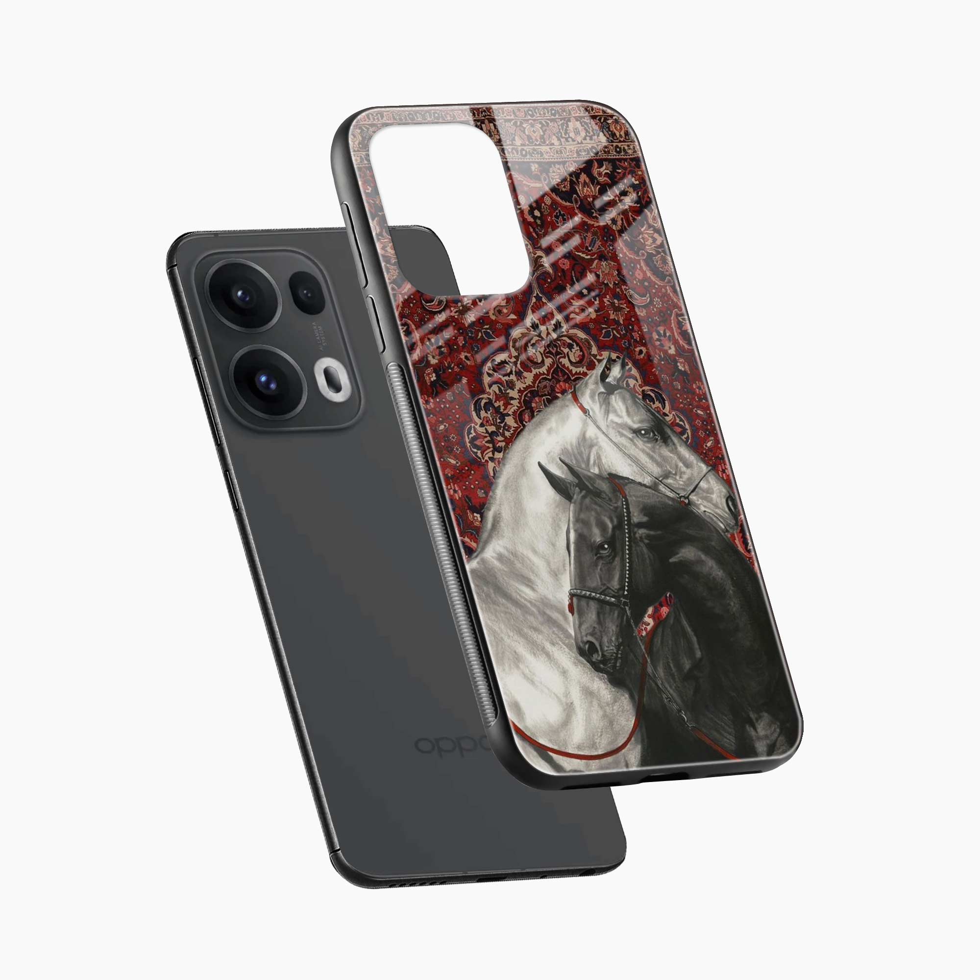 Black And White Horse Oppo Reno 13 Pro 5G Back Cover