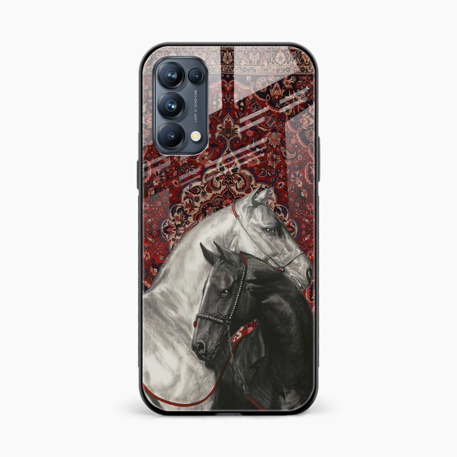 Black And White Horse Oppo Reno 5 Pro Back Cover