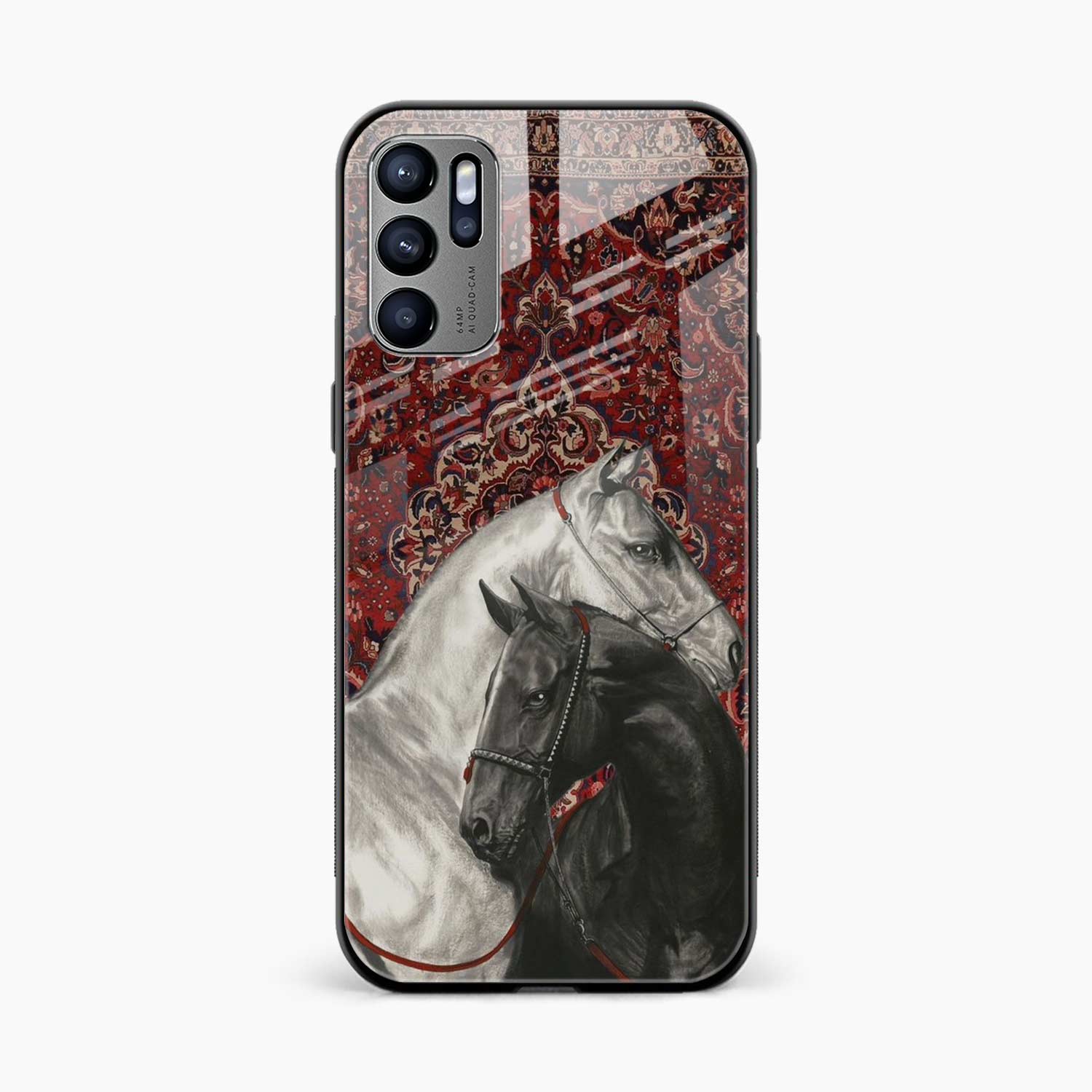 Black And White Horse Oppo Reno 6 Pro Back Cover